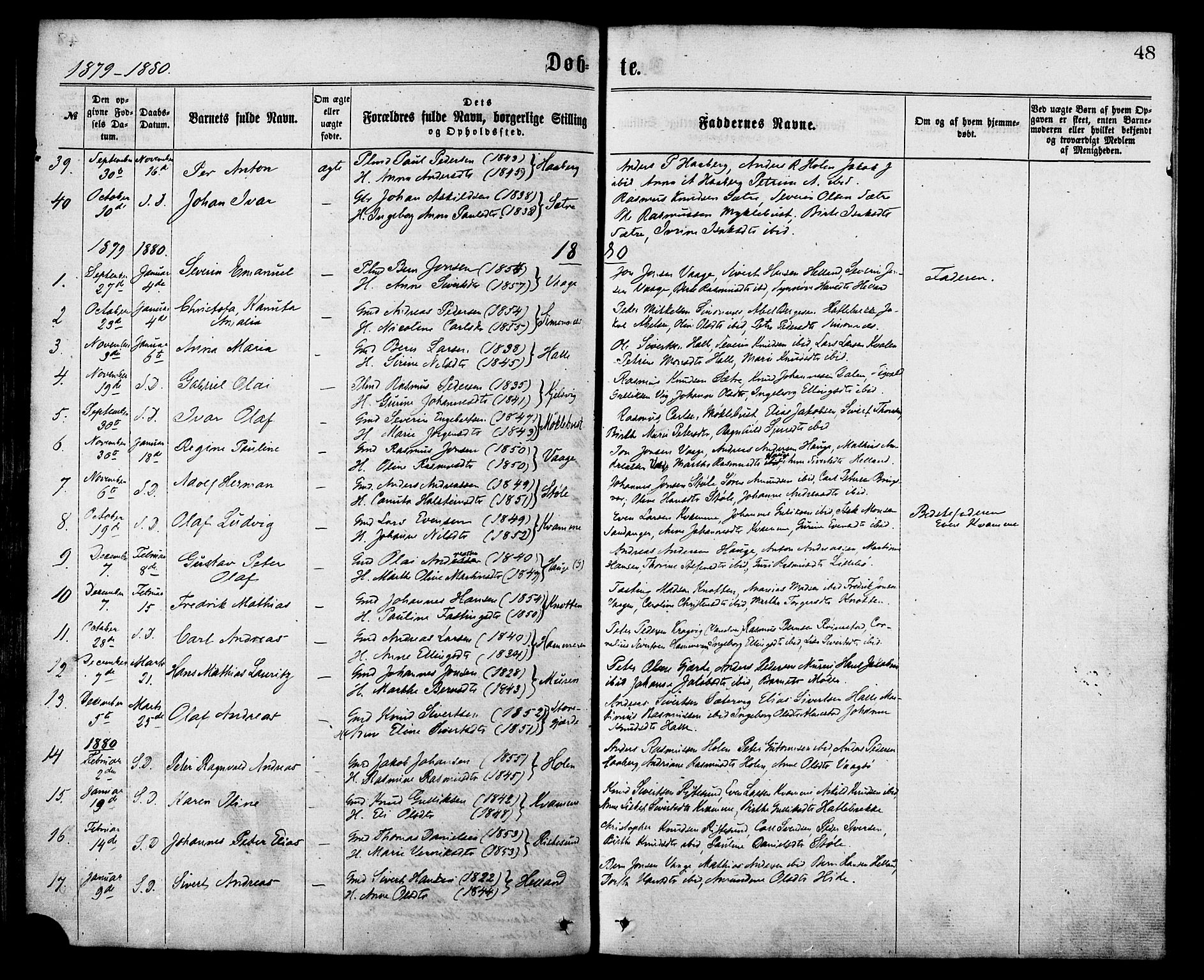 Ministerialprotokoller, klokkerbøker og fødselsregistre - Møre og Romsdal, AV/SAT-A-1454/503/L0035: Parish register (official) no. 503A03, 1865-1884, p. 48