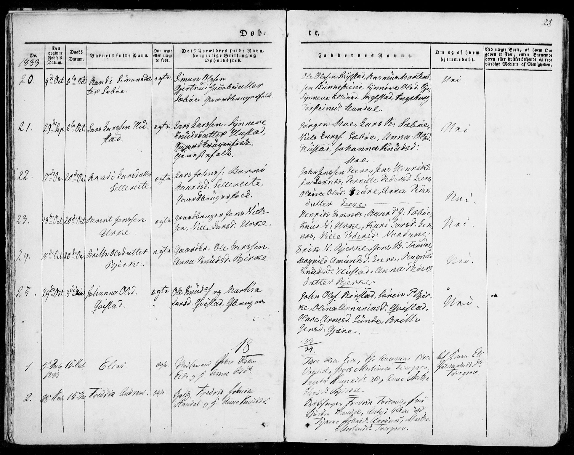 Ministerialprotokoller, klokkerbøker og fødselsregistre - Møre og Romsdal, SAT/A-1454/515/L0208: Parish register (official) no. 515A04, 1830-1846, p. 25