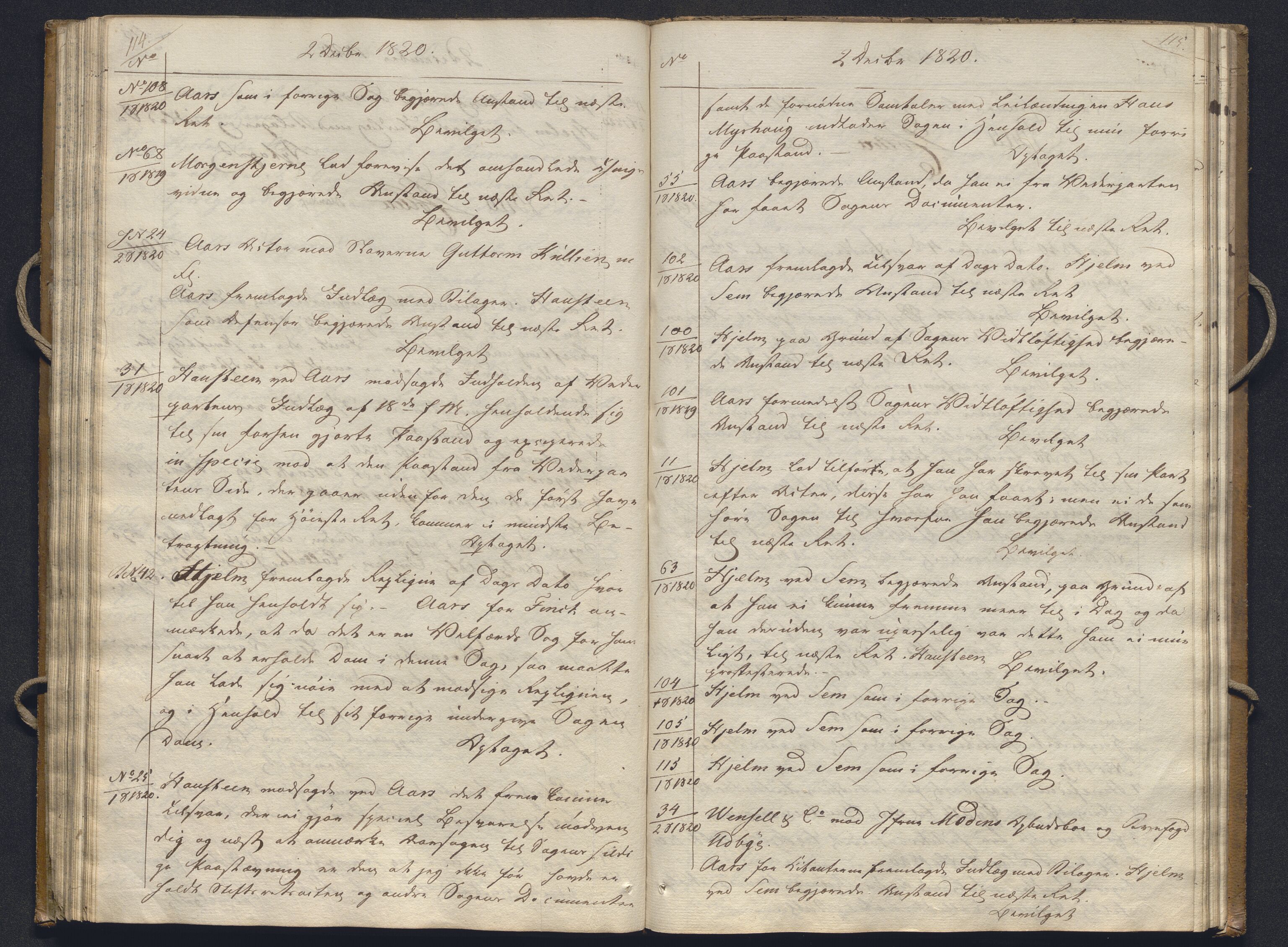 Høyesterett, AV/RA-S-1002/E/Ef/L0001: Protokoll over saker som gikk til skriftlig behandling, 1815-1822, p. 114-115