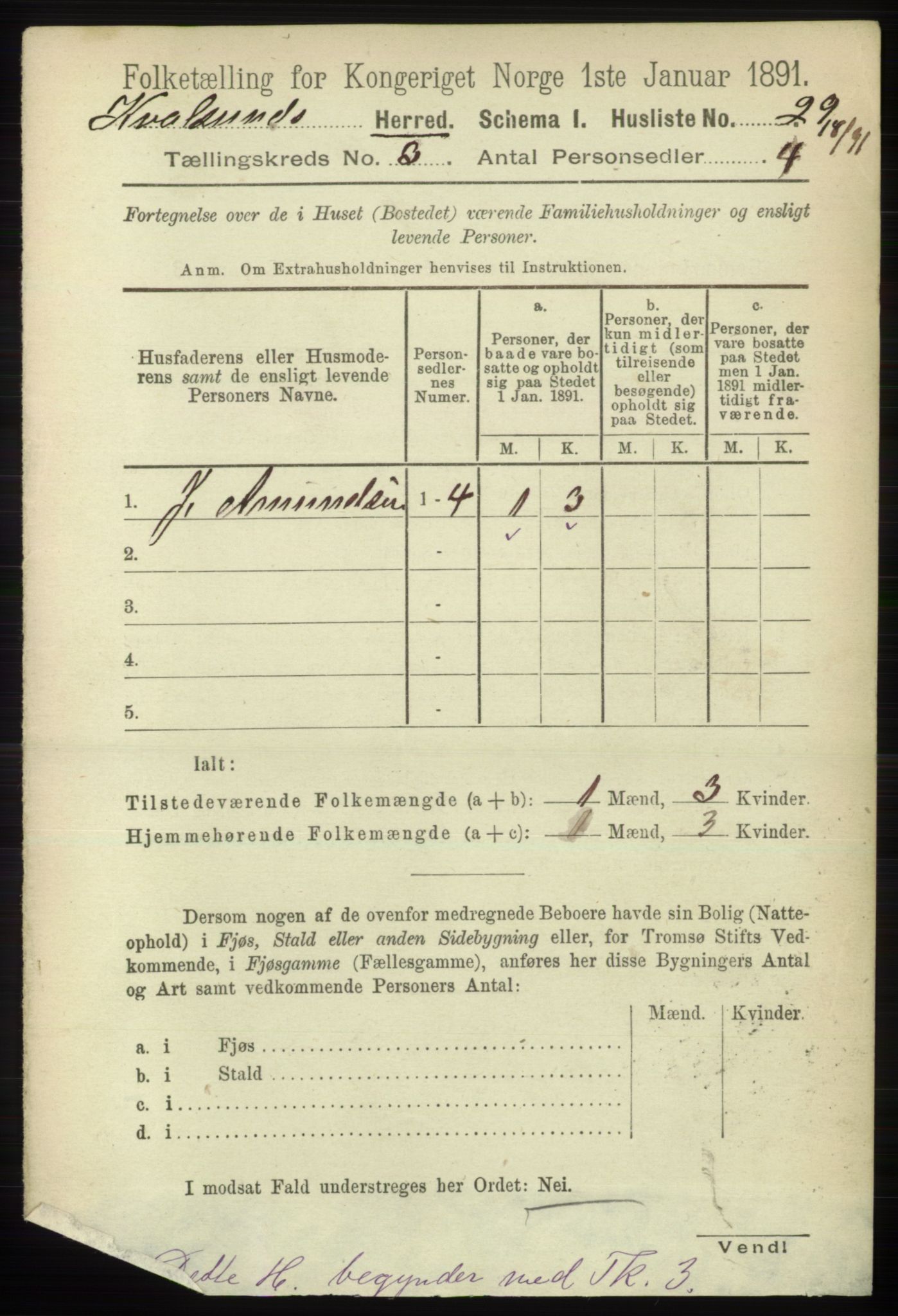 RA, 1891 census for 2017 Kvalsund, 1891, p. 30