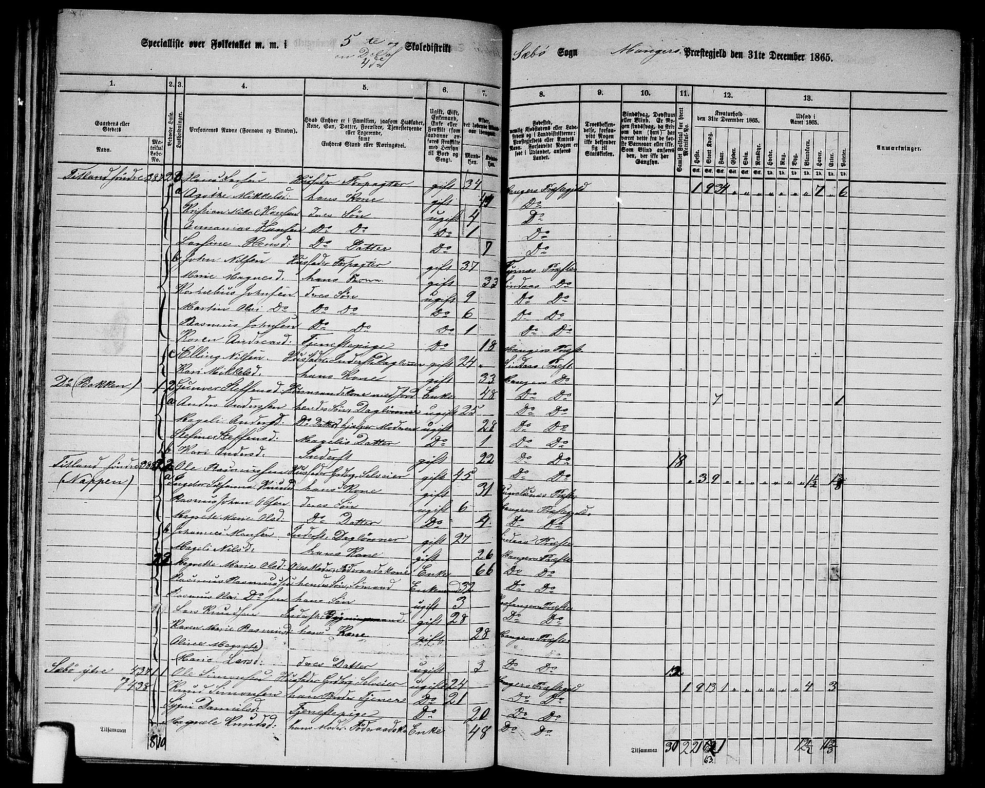 RA, 1865 census for Manger, 1865, p. 102