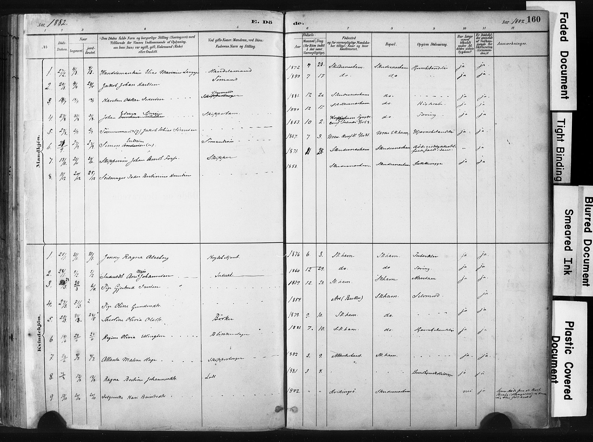 Skudenes sokneprestkontor, SAST/A -101849/H/Ha/Haa/L0008: Parish register (official) no. A 5, 1882-1912, p. 160