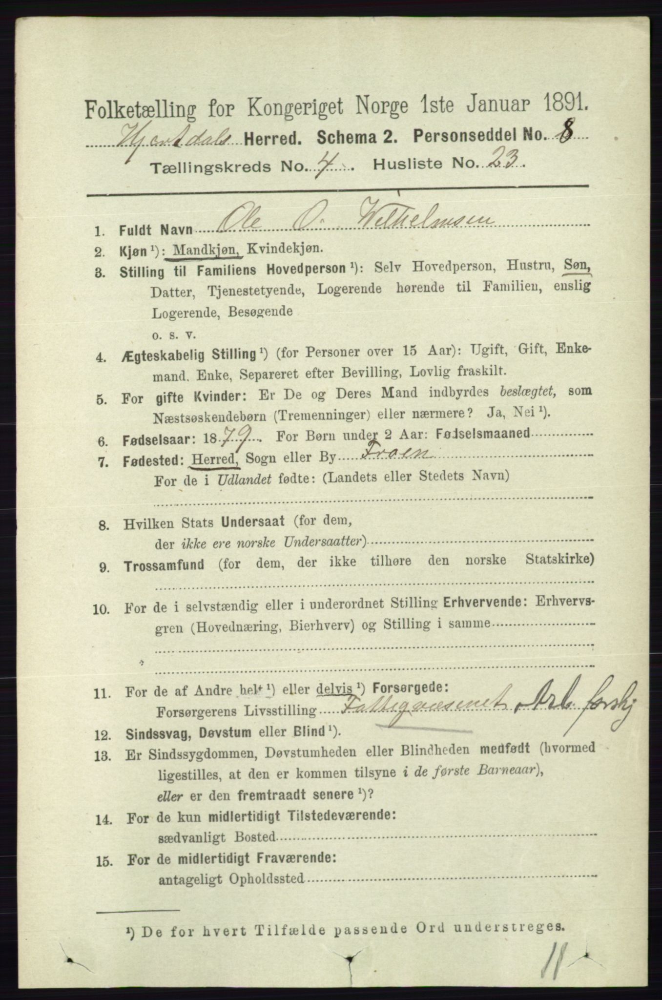 RA, 1891 census for 0827 Hjartdal, 1891, p. 1509