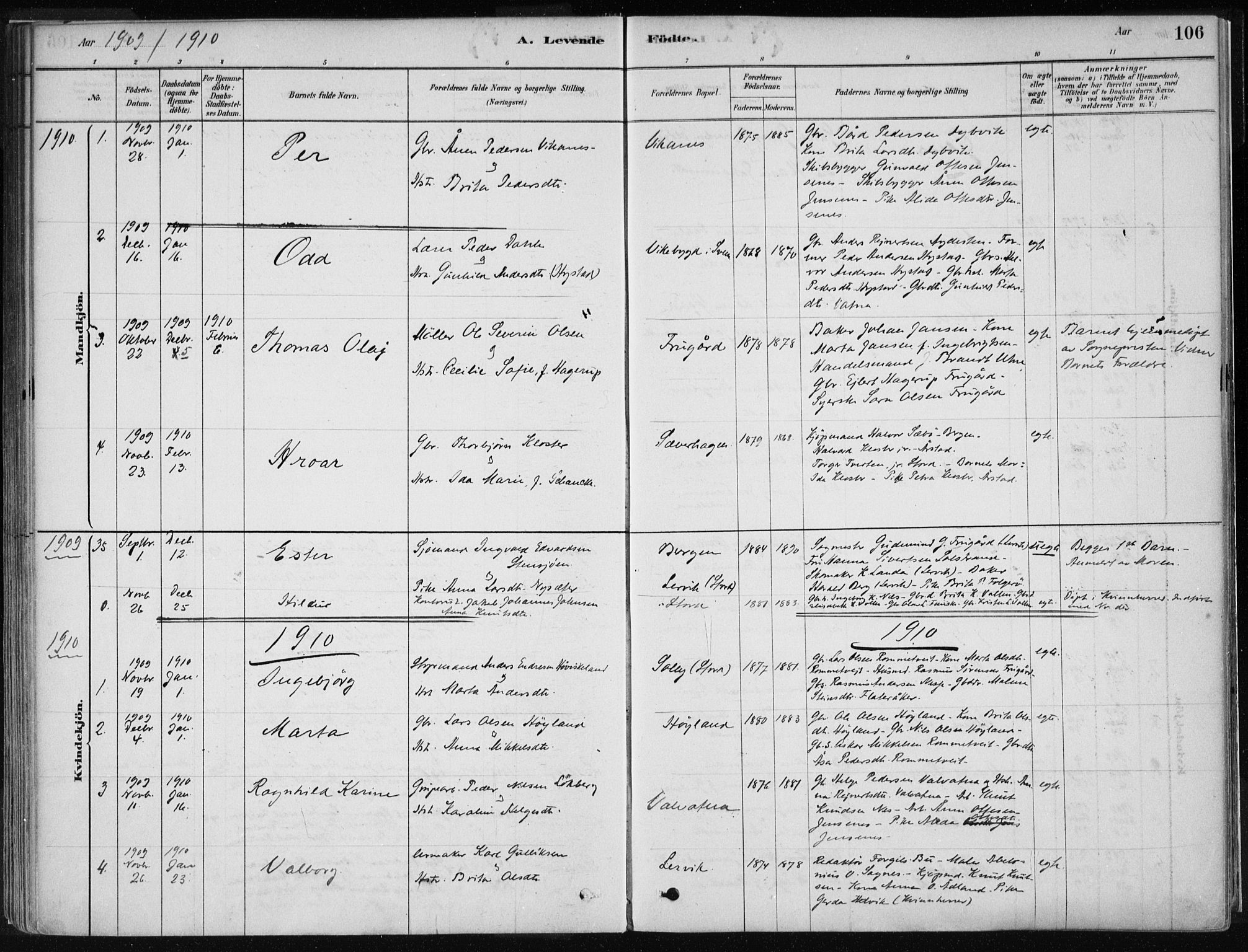 Stord sokneprestembete, SAB/A-78201/H/Haa: Parish register (official) no. B 2, 1878-1913, p. 106