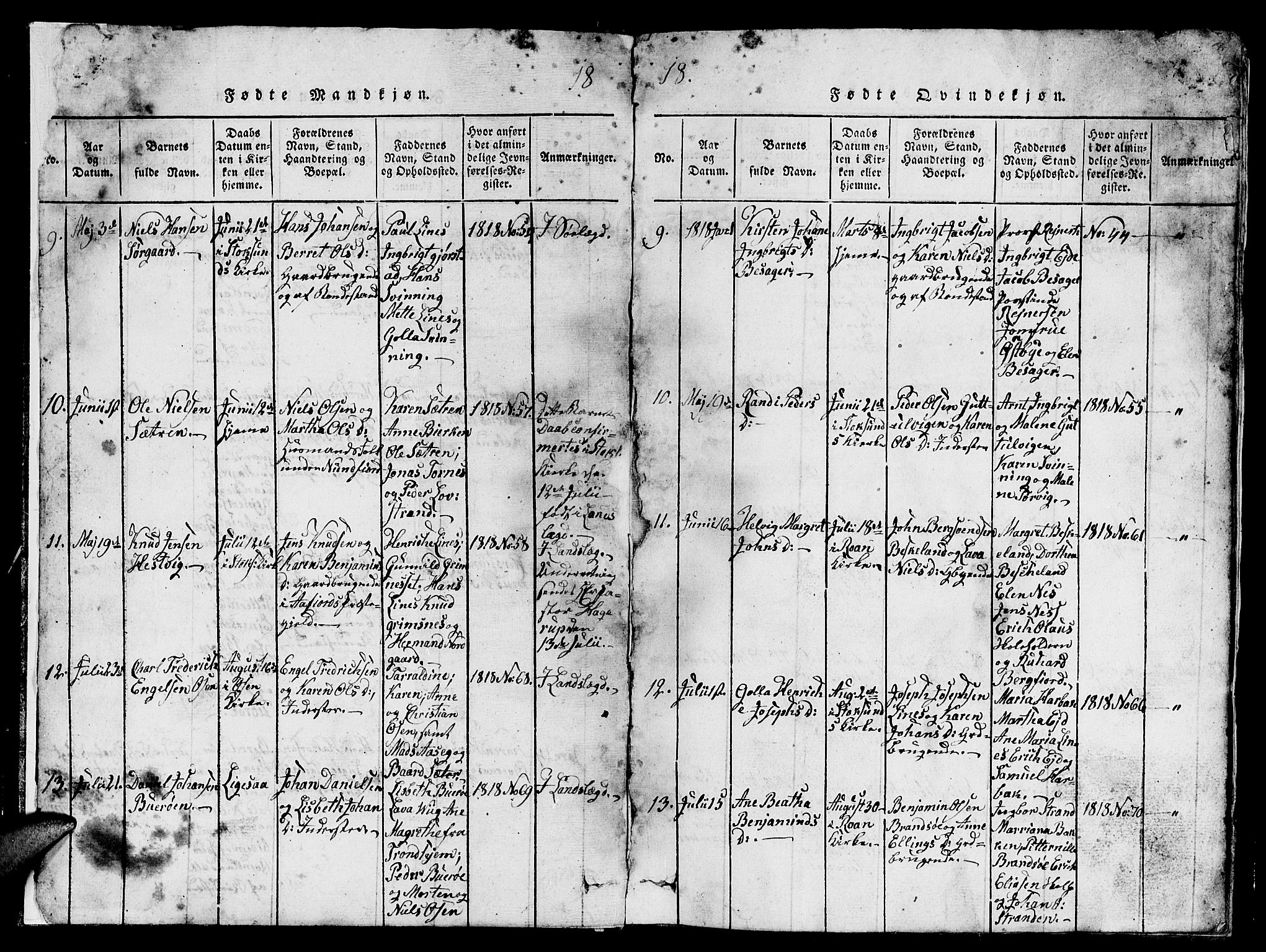 Ministerialprotokoller, klokkerbøker og fødselsregistre - Sør-Trøndelag, AV/SAT-A-1456/657/L0714: Parish register (copy) no. 657C01, 1818-1868, p. 4