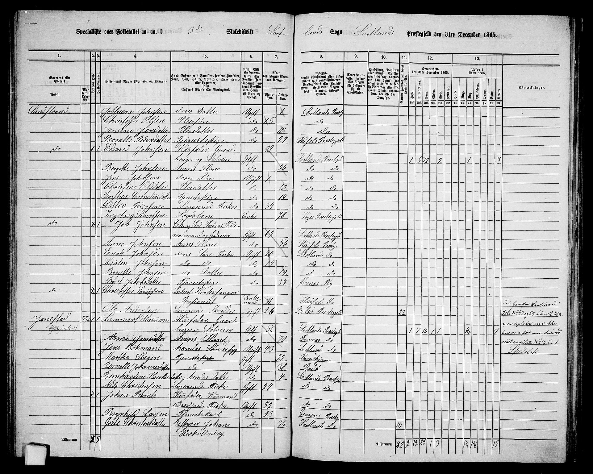 RA, 1865 census for Sortland, 1865, p. 54