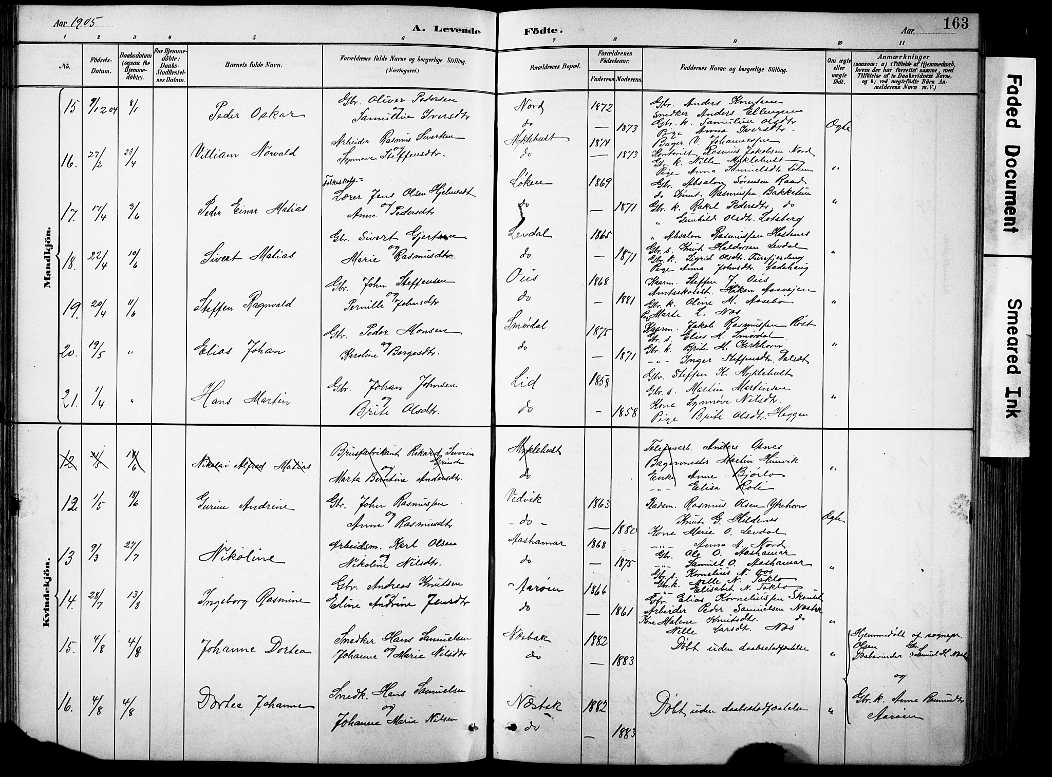 Eid sokneprestembete, AV/SAB-A-82301/H/Hab/Habb/L0002: Parish register (copy) no. B 2, 1882-1907, p. 163