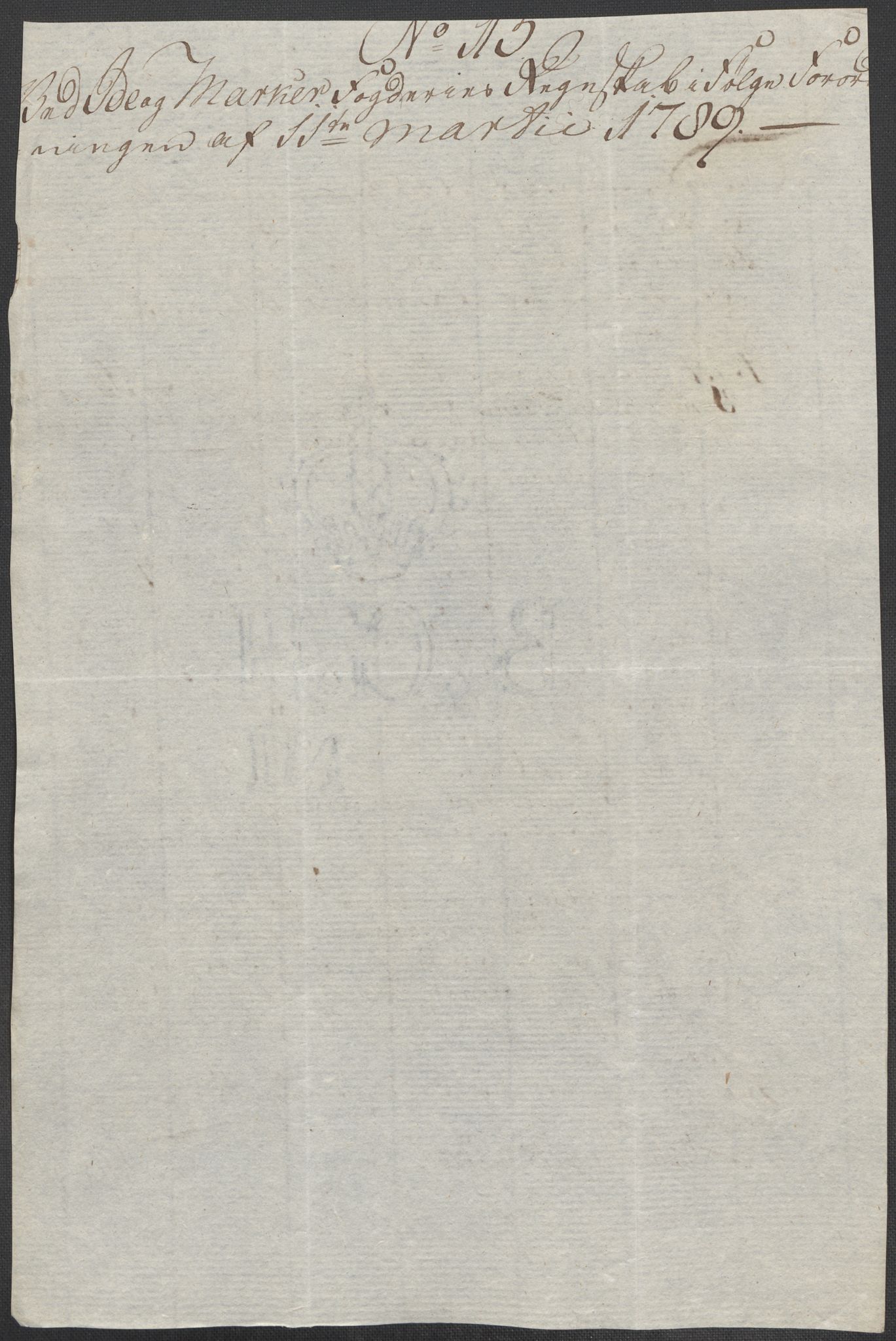 Rentekammeret inntil 1814, Reviderte regnskaper, Mindre regnskaper, RA/EA-4068/Rf/Rfe/L0015: Holmestrand, Idd og Marker fogderi, 1789, p. 189