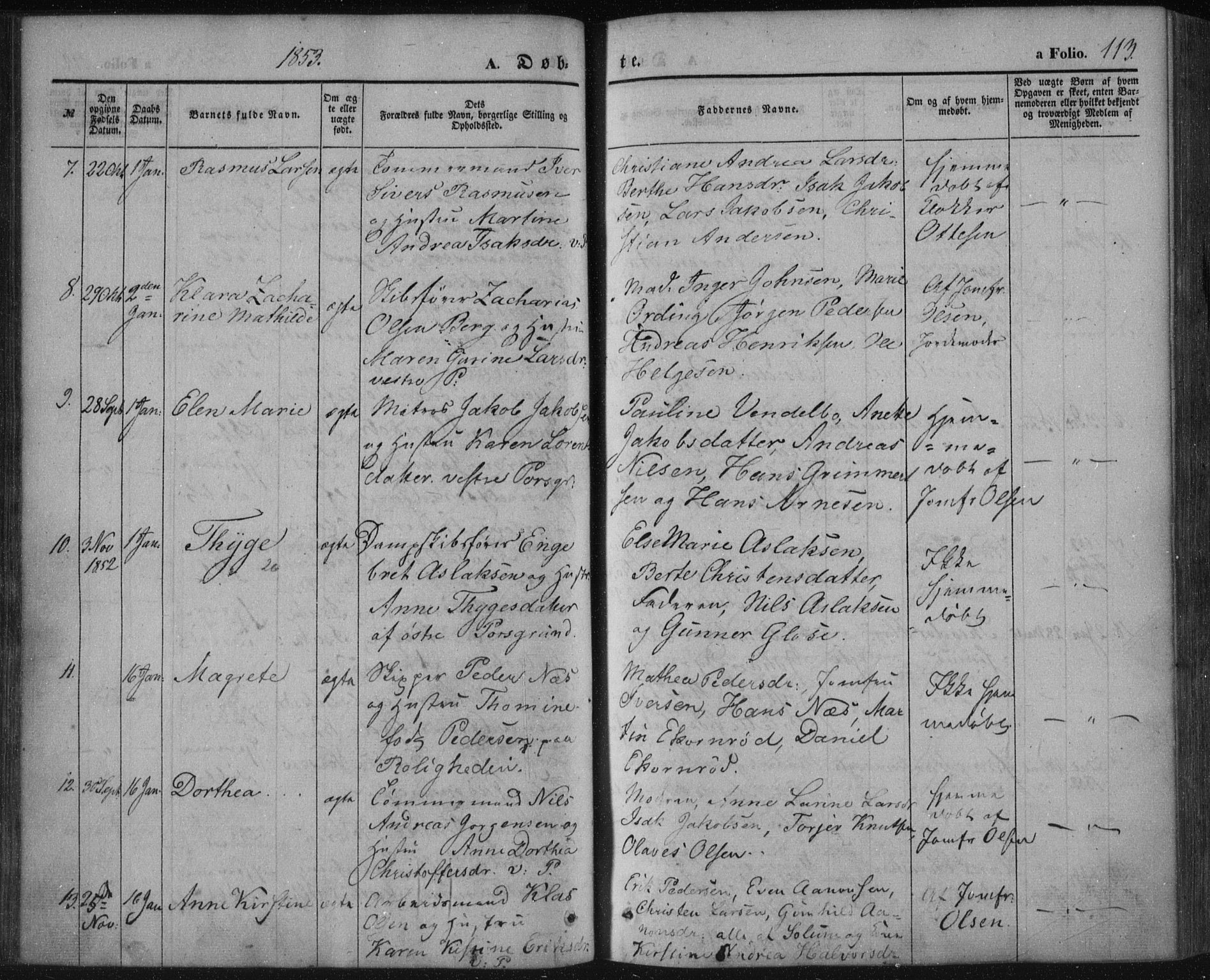 Porsgrunn kirkebøker , AV/SAKO-A-104/F/Fa/L0006: Parish register (official) no. 6, 1841-1857, p. 113