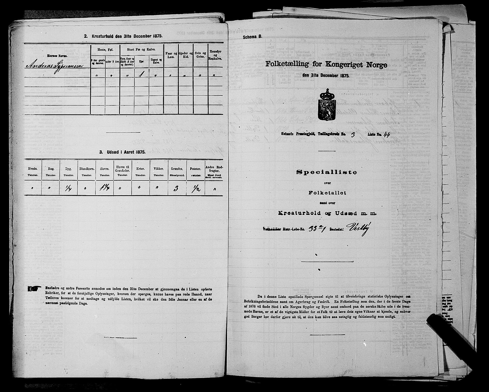 RA, 1875 census for 0221P Høland, 1875, p. 532