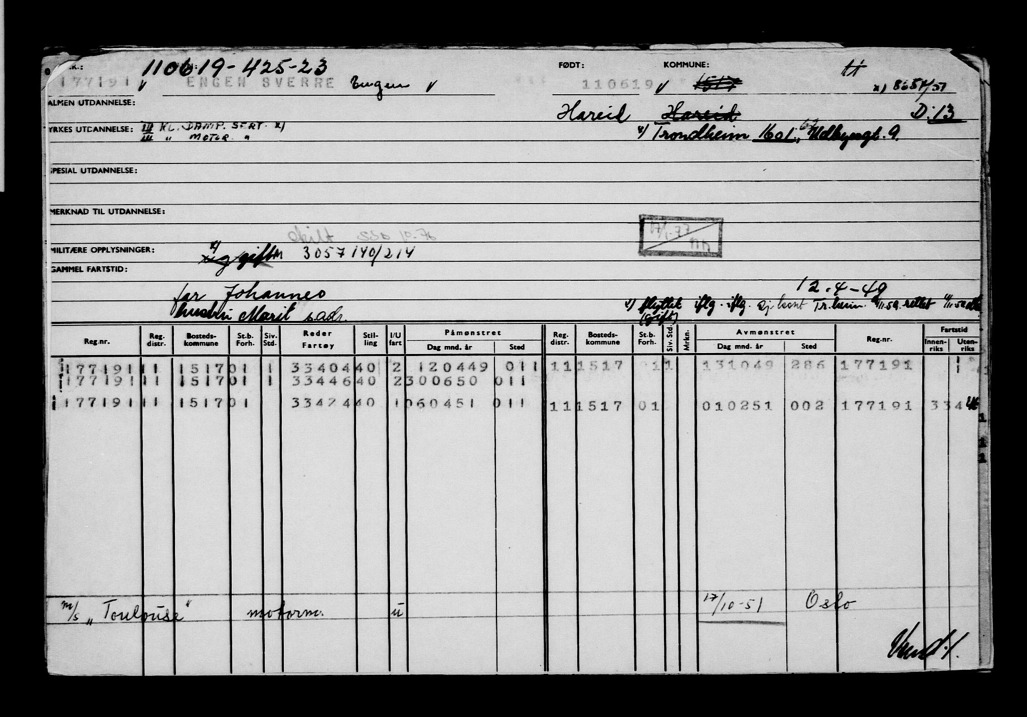 Direktoratet for sjømenn, AV/RA-S-3545/G/Gb/L0169: Hovedkort, 1919, p. 481