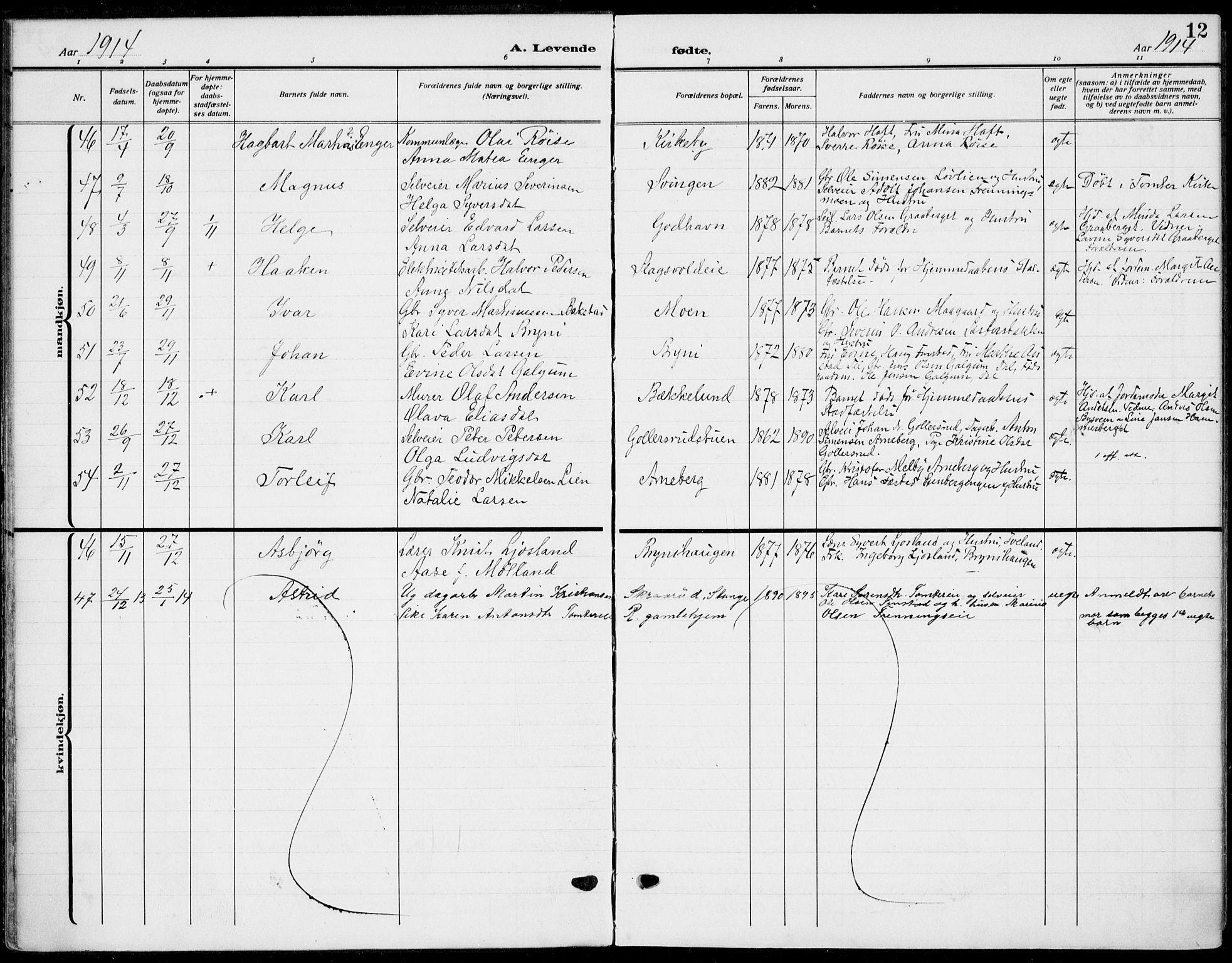 Romedal prestekontor, AV/SAH-PREST-004/K/L0012: Parish register (official) no. 12, 1913-1935, p. 12