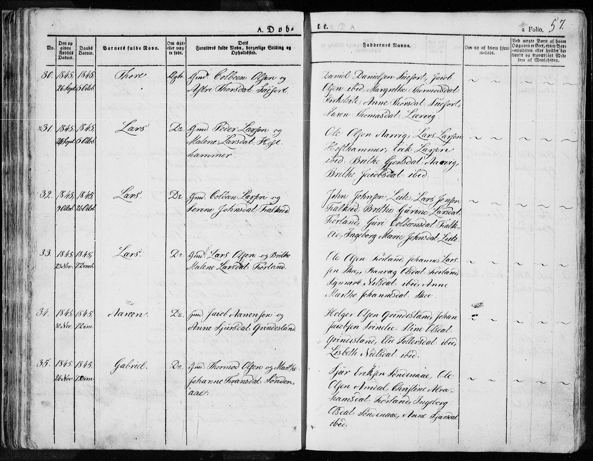 Tysvær sokneprestkontor, AV/SAST-A -101864/H/Ha/Haa/L0001: Parish register (official) no. A 1.1, 1831-1856, p. 57