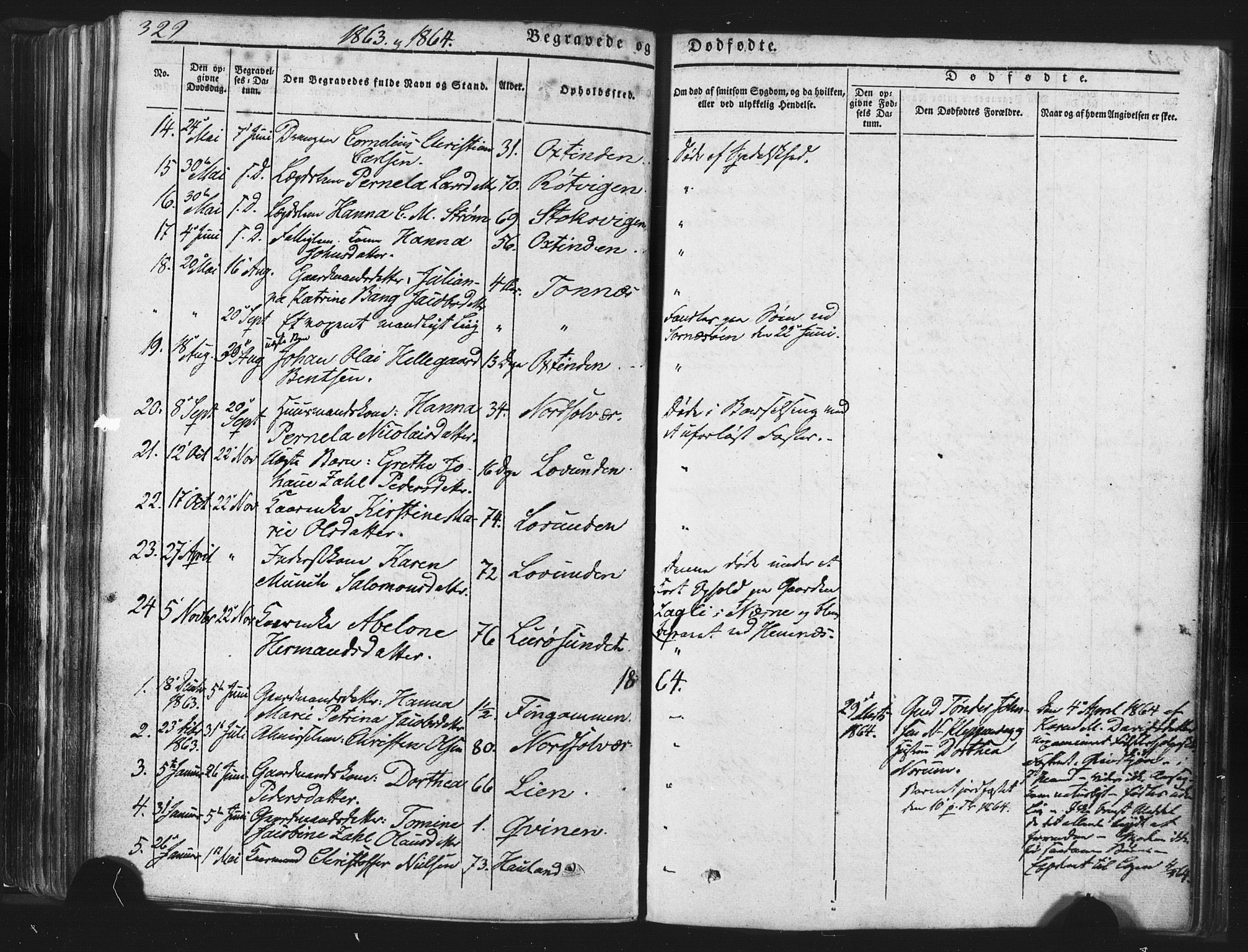 Ministerialprotokoller, klokkerbøker og fødselsregistre - Nordland, SAT/A-1459/839/L0567: Parish register (official) no. 839A04, 1863-1879, p. 329