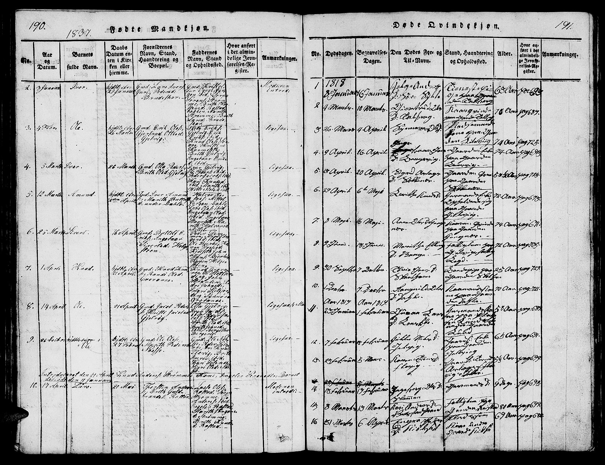 Ministerialprotokoller, klokkerbøker og fødselsregistre - Møre og Romsdal, AV/SAT-A-1454/547/L0610: Parish register (copy) no. 547C01, 1818-1839, p. 190