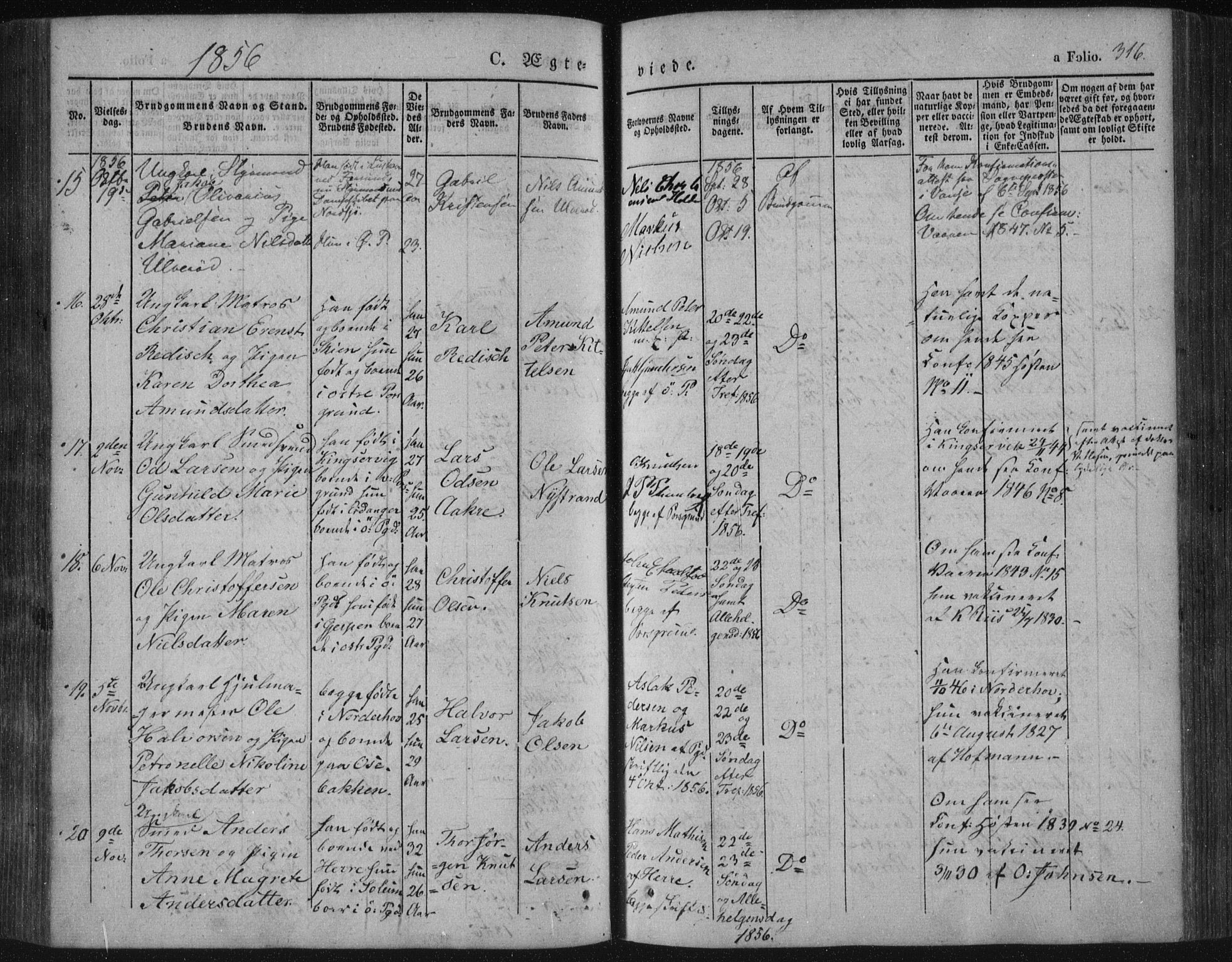 Porsgrunn kirkebøker , SAKO/A-104/F/Fa/L0006: Parish register (official) no. 6, 1841-1857, p. 316