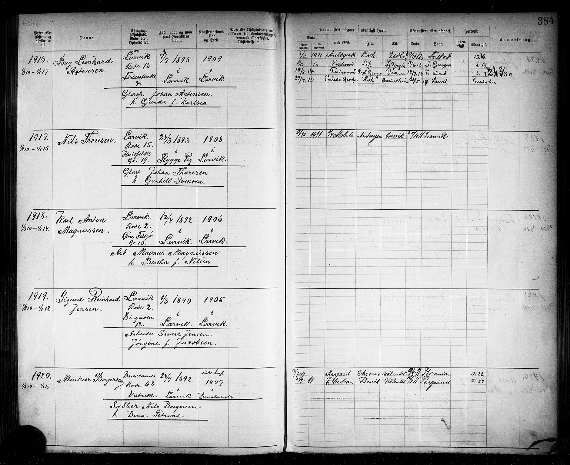 Larvik innrulleringskontor, AV/SAKO-A-787/F/Fb/L0002: Annotasjonsrulle, 1897-1917, p. 387