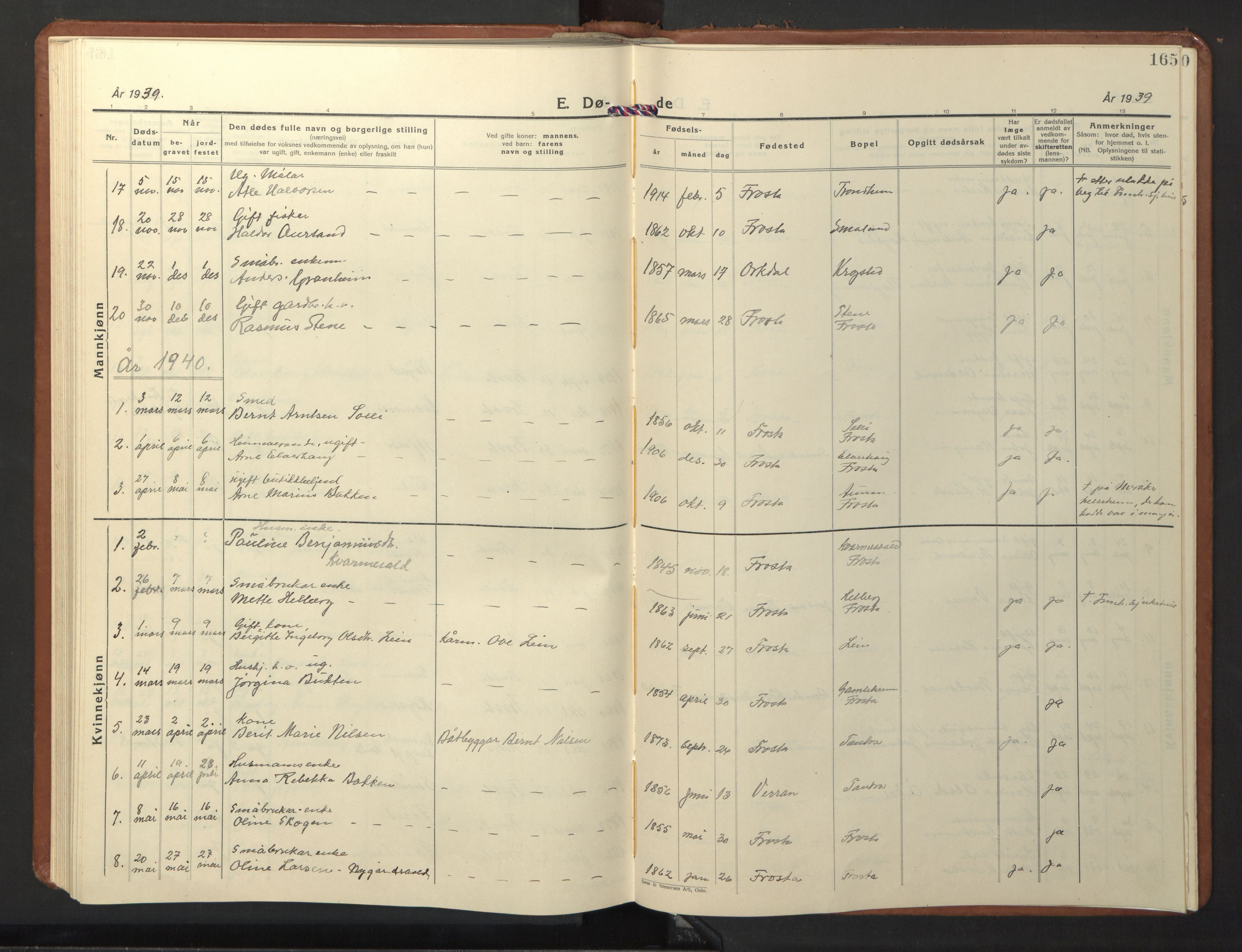 Ministerialprotokoller, klokkerbøker og fødselsregistre - Nord-Trøndelag, SAT/A-1458/713/L0125: Parish register (copy) no. 713C02, 1931-1941, p. 165