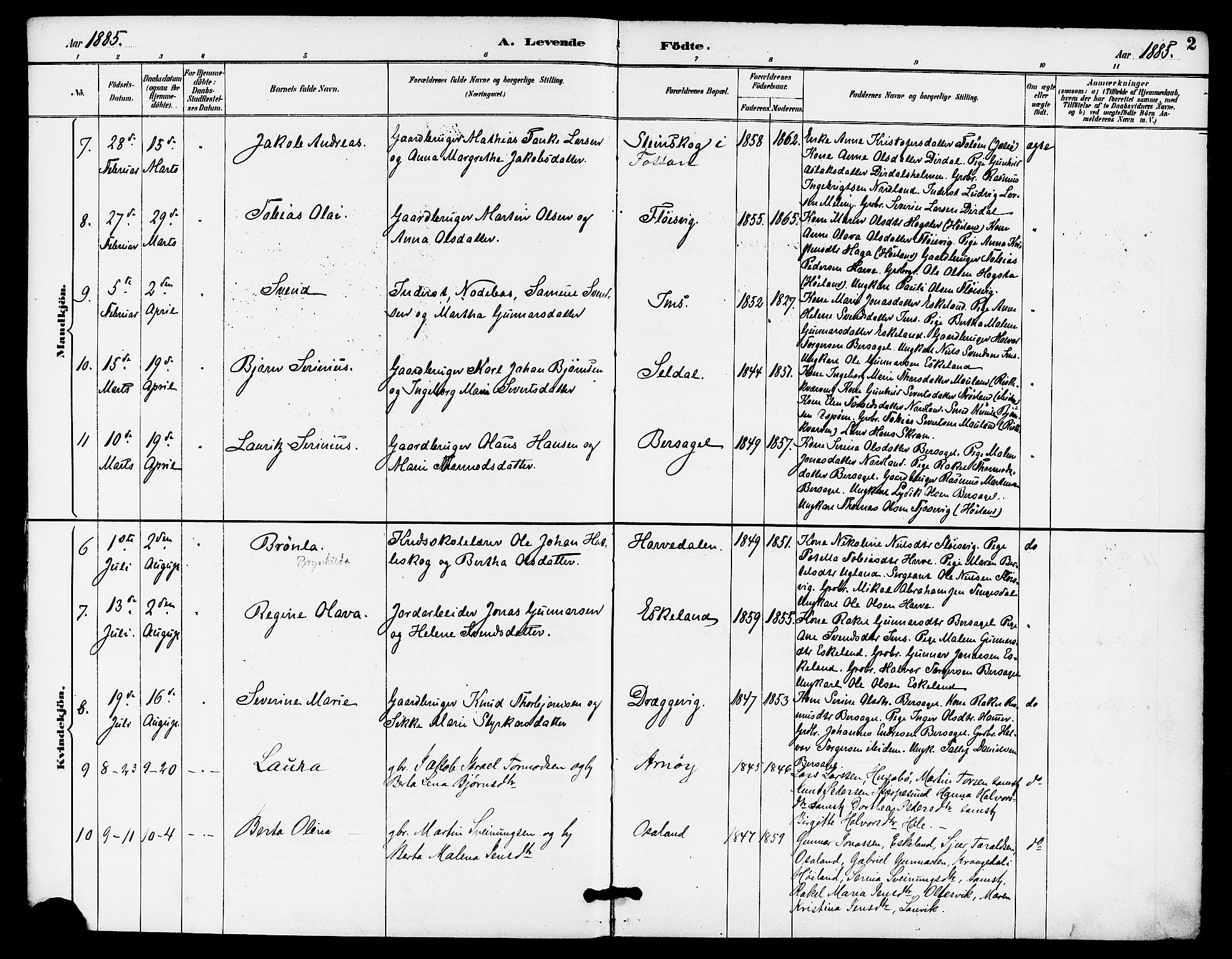 Høgsfjord sokneprestkontor, AV/SAST-A-101624/H/Ha/Haa/L0005: Parish register (official) no. A 5, 1885-1897, p. 2