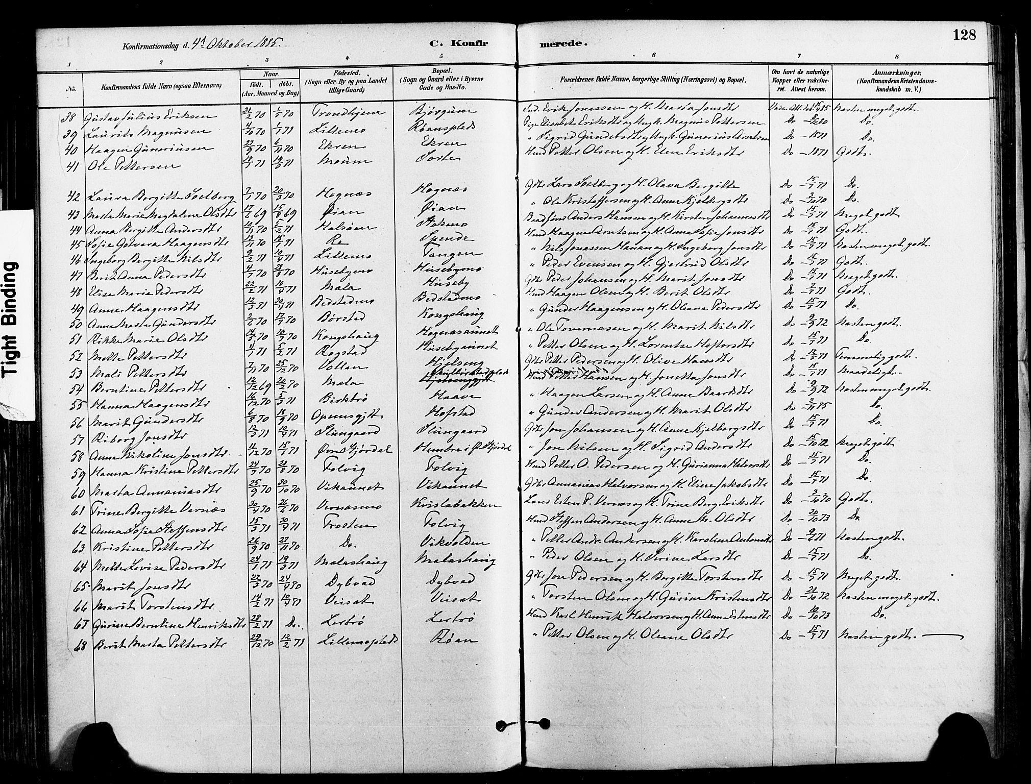 Ministerialprotokoller, klokkerbøker og fødselsregistre - Nord-Trøndelag, AV/SAT-A-1458/709/L0077: Parish register (official) no. 709A17, 1880-1895, p. 128