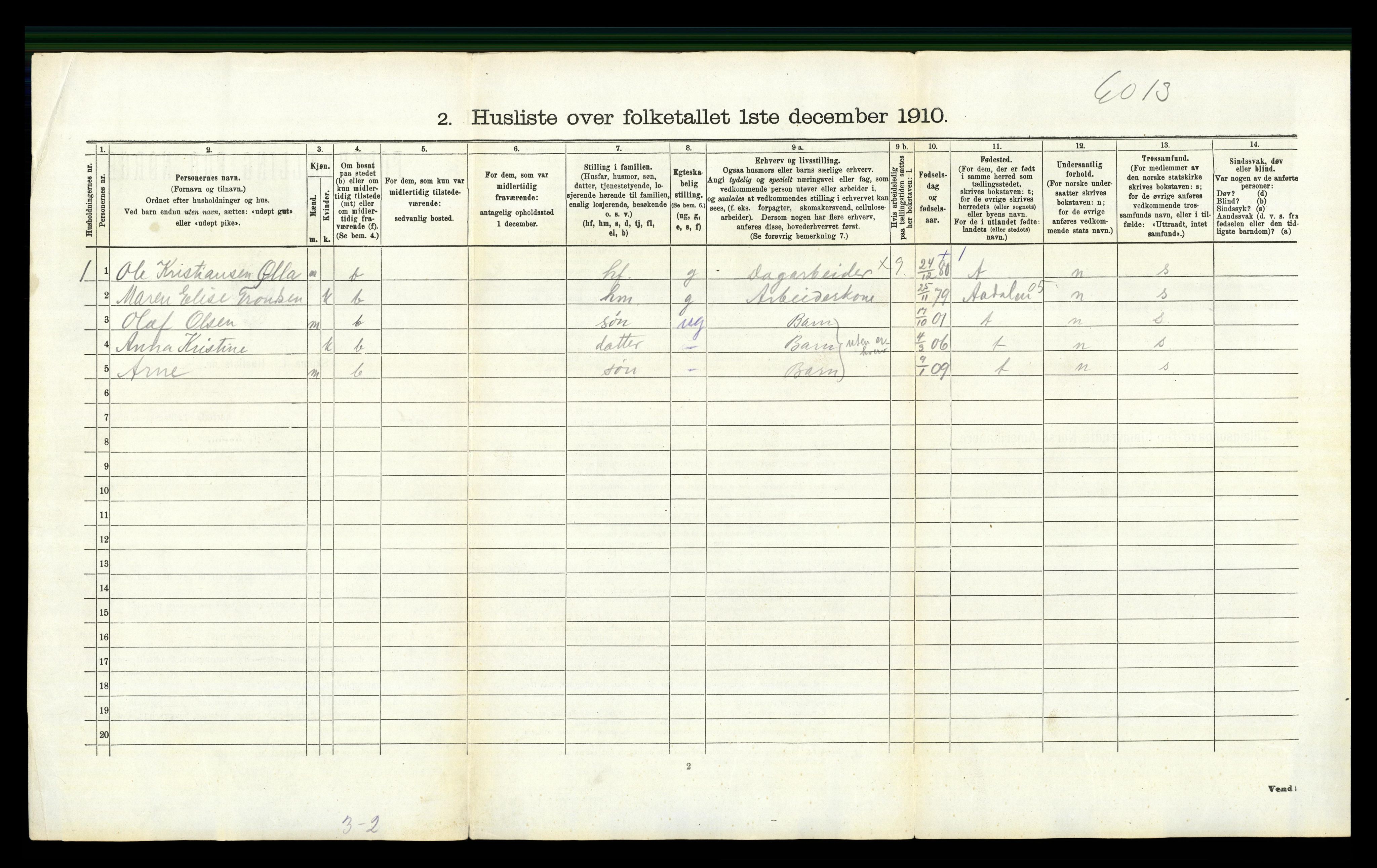 RA, 1910 census for Norderhov, 1910, p. 379