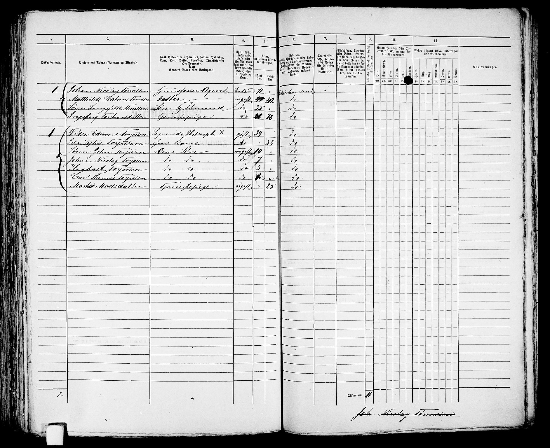 RA, 1865 census for Kristiansand, 1865, p. 1960