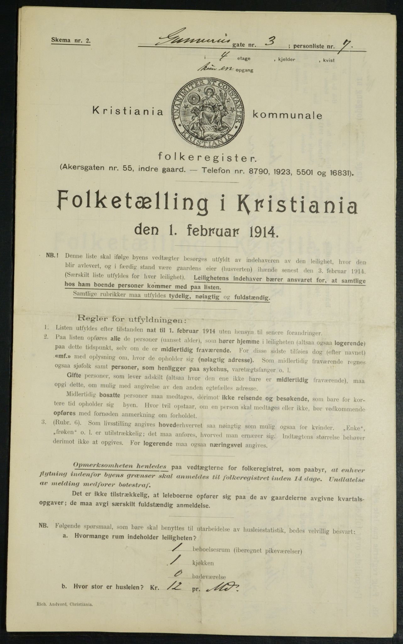 OBA, Municipal Census 1914 for Kristiania, 1914, p. 5201