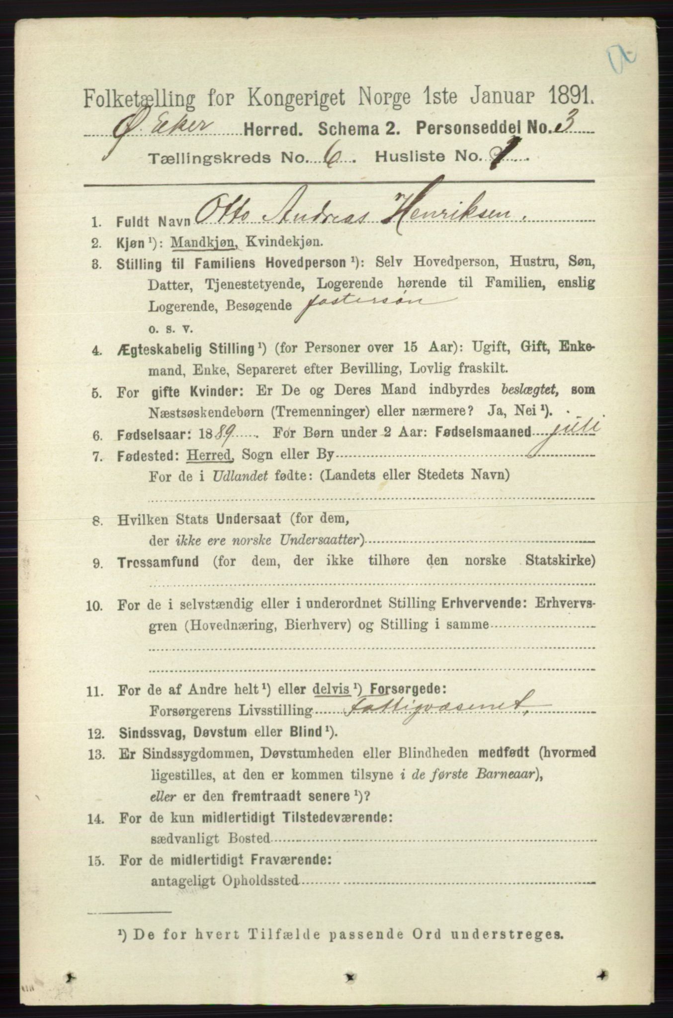 RA, 1891 census for 0624 Øvre Eiker, 1891, p. 2241