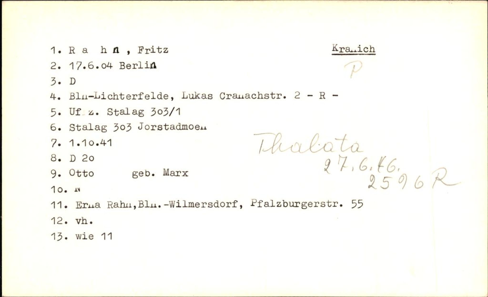 Hjemsendte tyskere , AV/RA-RAFA-6487/D/Db/L0022: Raguse-Roseuow, 1945-1947, p. 5