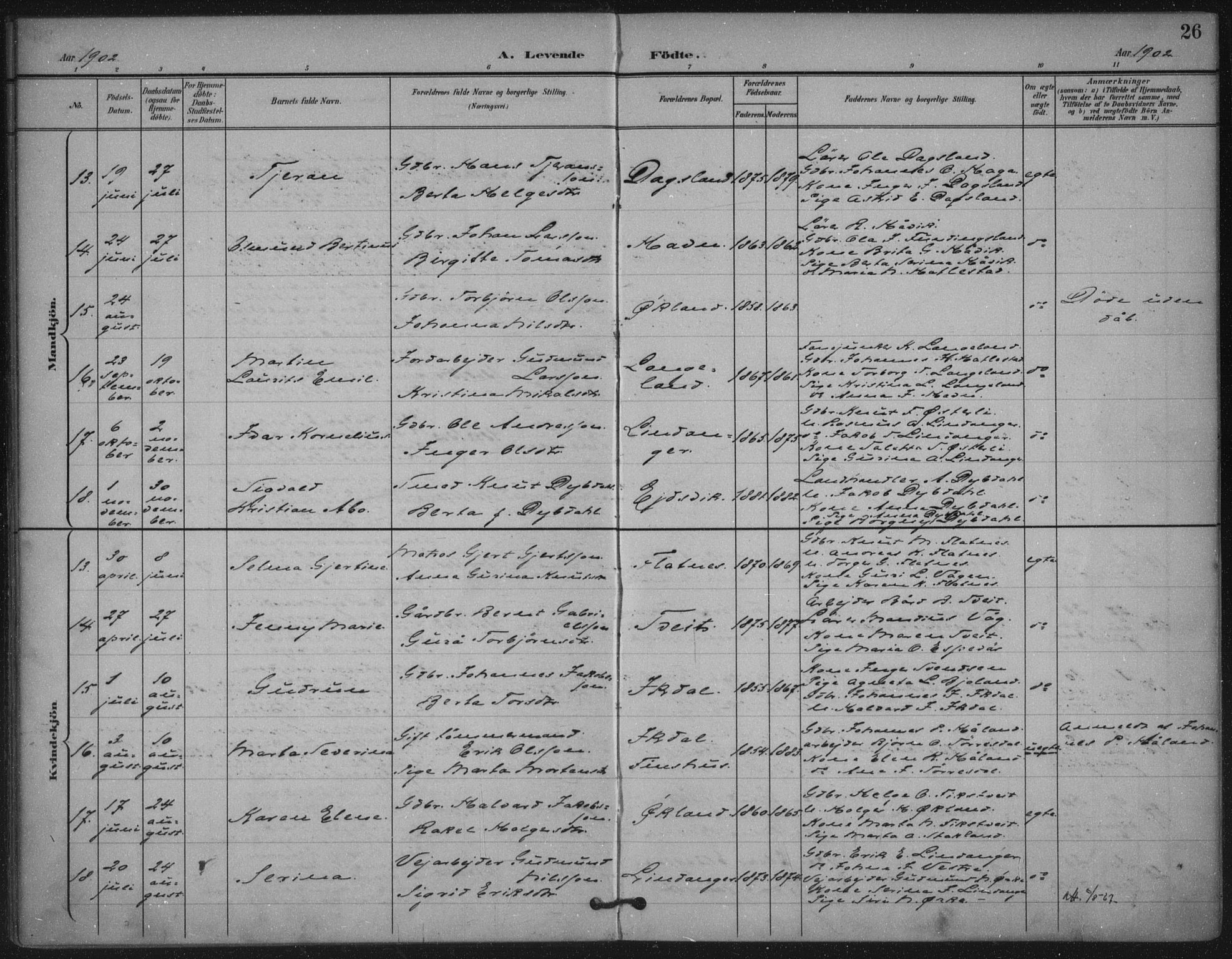 Skjold sokneprestkontor, AV/SAST-A-101847/H/Ha/Haa/L0011: Parish register (official) no. A 11, 1897-1914, p. 26