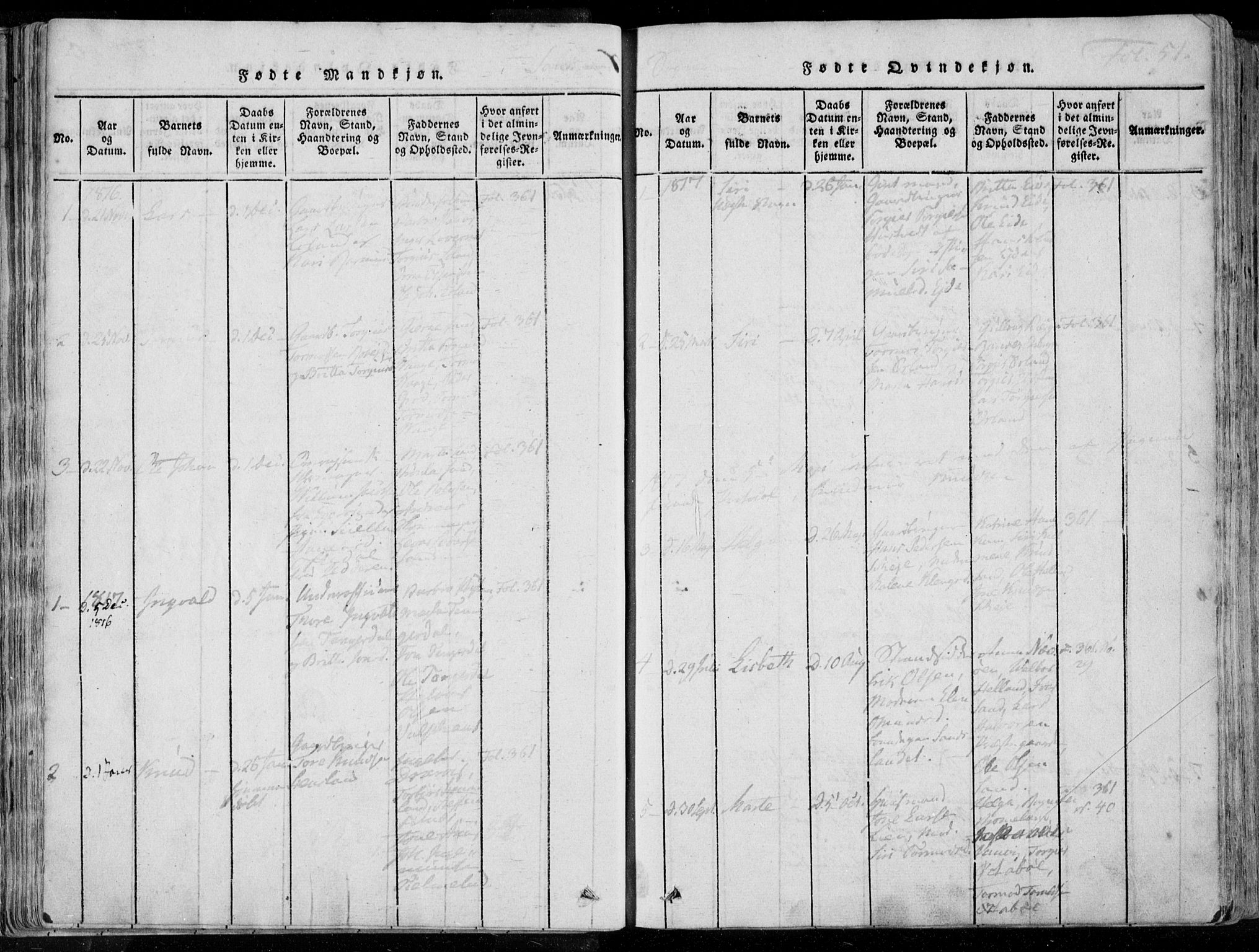 Jelsa sokneprestkontor, SAST/A-101842/01/IV: Parish register (official) no. A 5, 1816-1828, p. 51