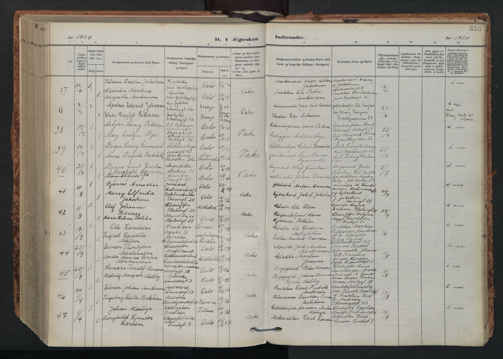 Grønland prestekontor Kirkebøker, AV/SAO-A-10848/F/Fa/L0017: Parish register (official) no. 17, 1906-1934, p. 353