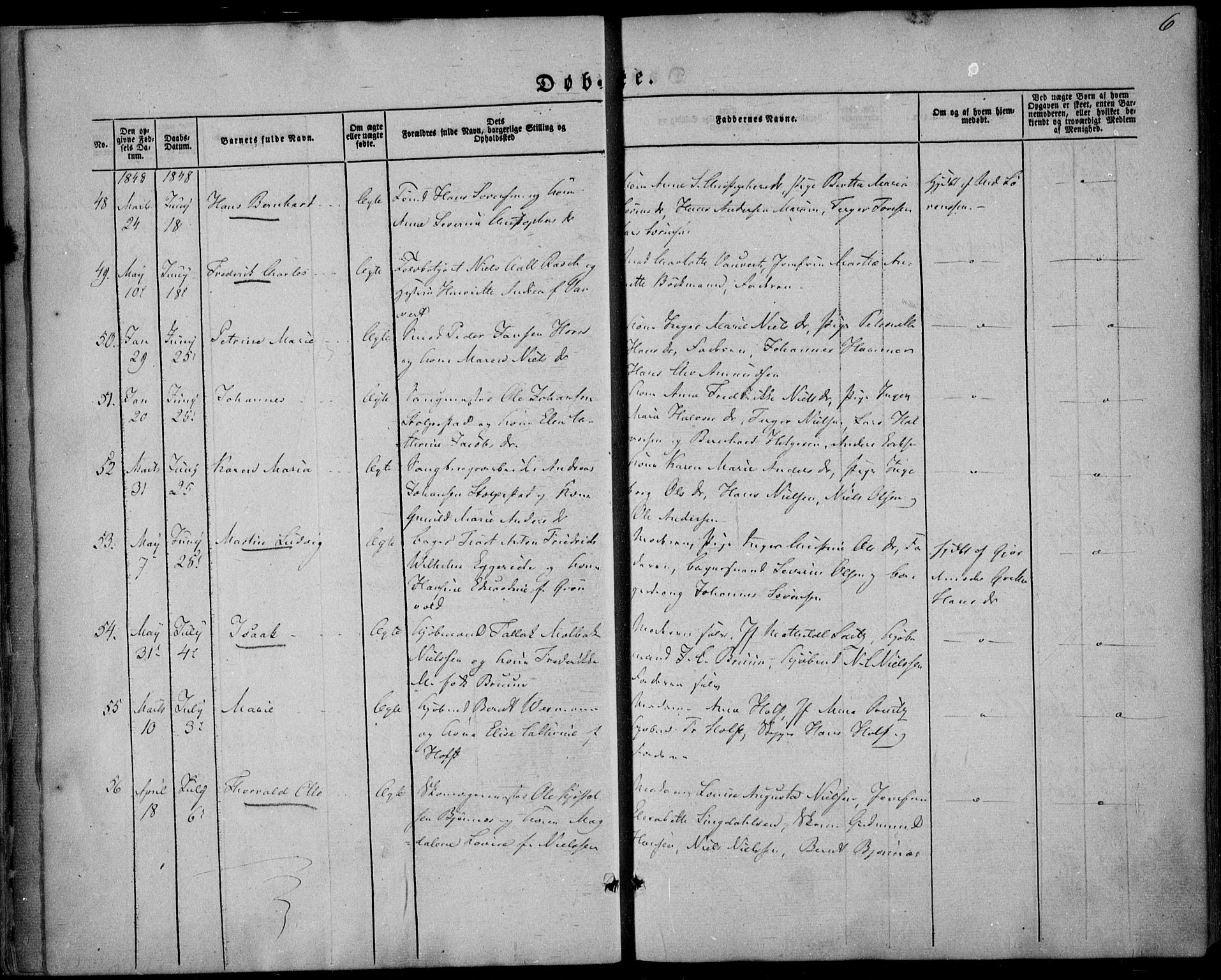 Larvik kirkebøker, AV/SAKO-A-352/F/Fa/L0003: Parish register (official) no. I 3, 1848-1856, p. 6