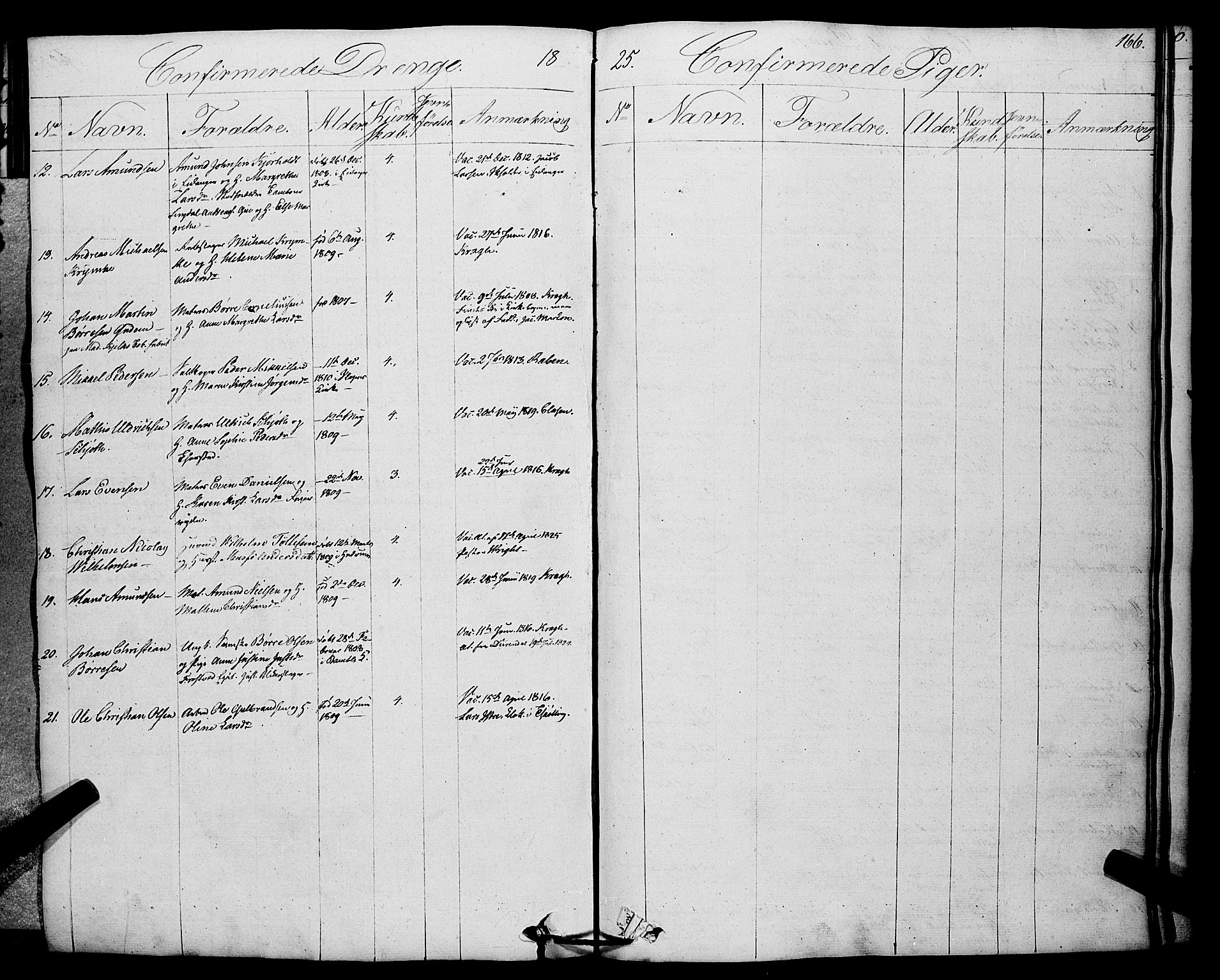 Larvik kirkebøker, SAKO/A-352/F/Fa/L0002: Parish register (official) no. I 2, 1825-1847, p. 166