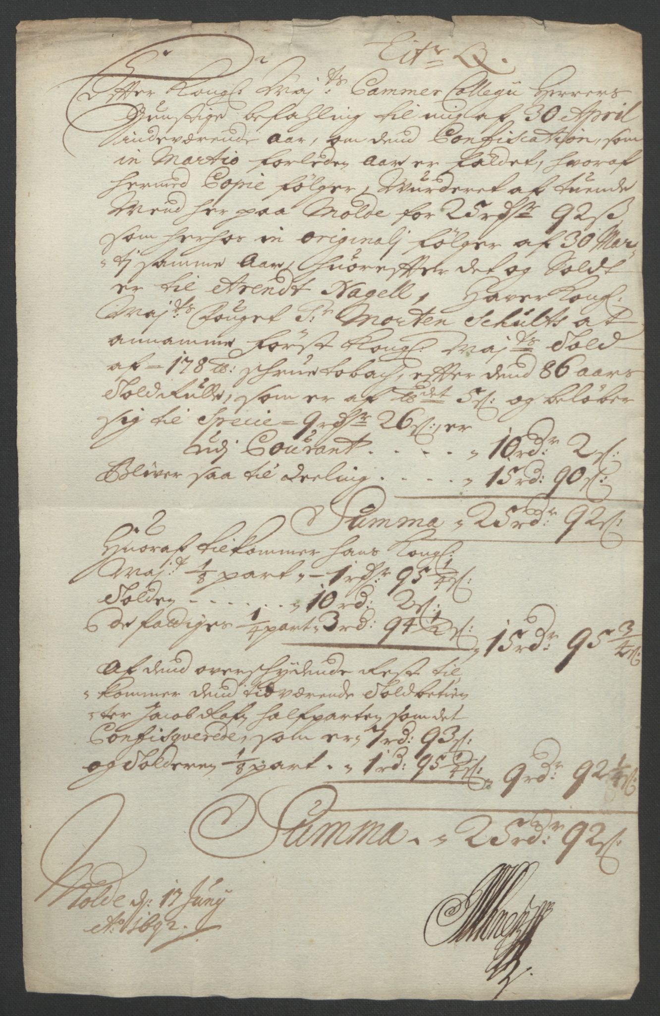 Rentekammeret inntil 1814, Reviderte regnskaper, Fogderegnskap, RA/EA-4092/R55/L3650: Fogderegnskap Romsdal, 1692, p. 170