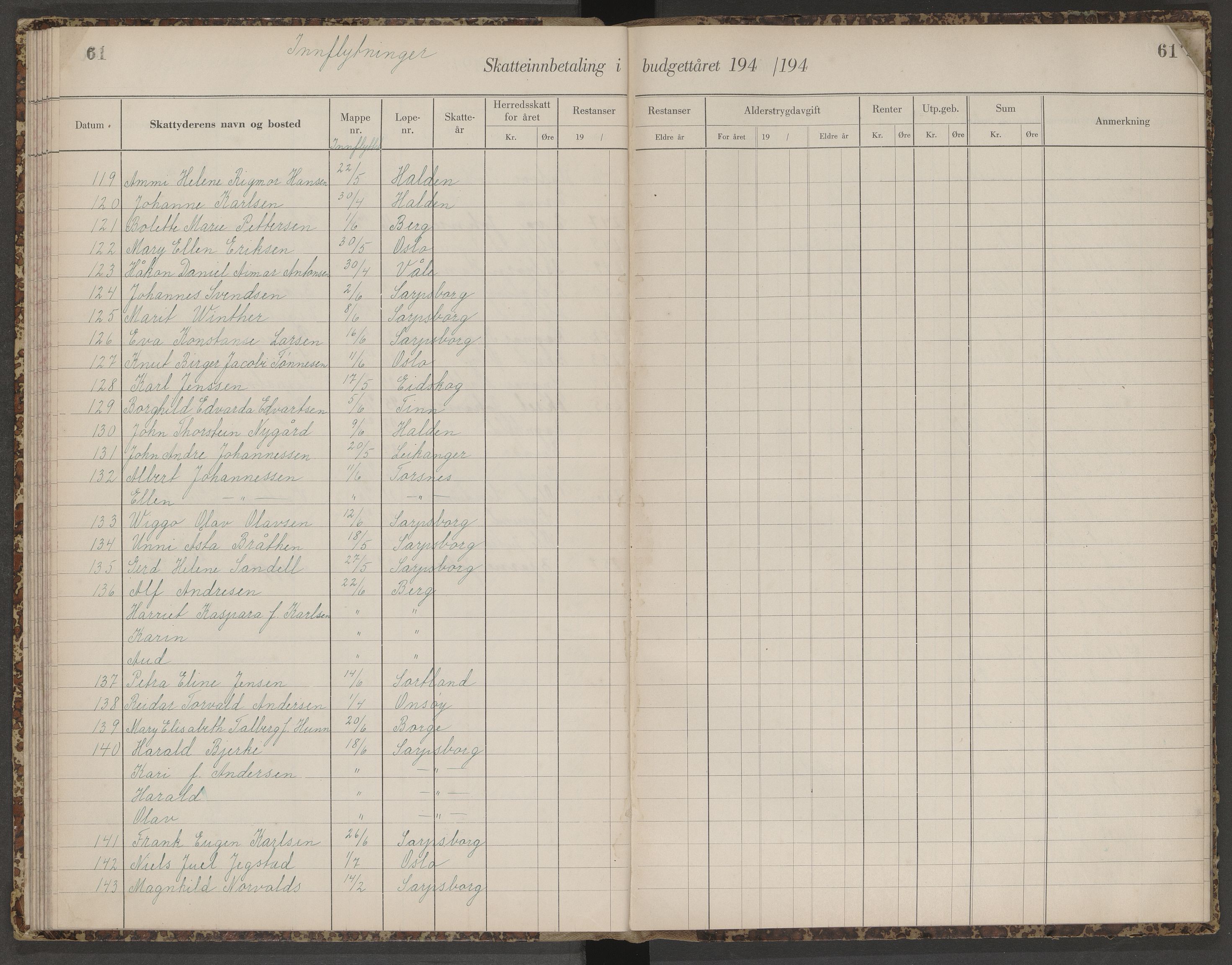 Skjeberg folkeregister, AV/SAO-A-10495/K/Ka/L0003: Fortegnelse over inn- og utflyttede, 1943-1947, p. 61