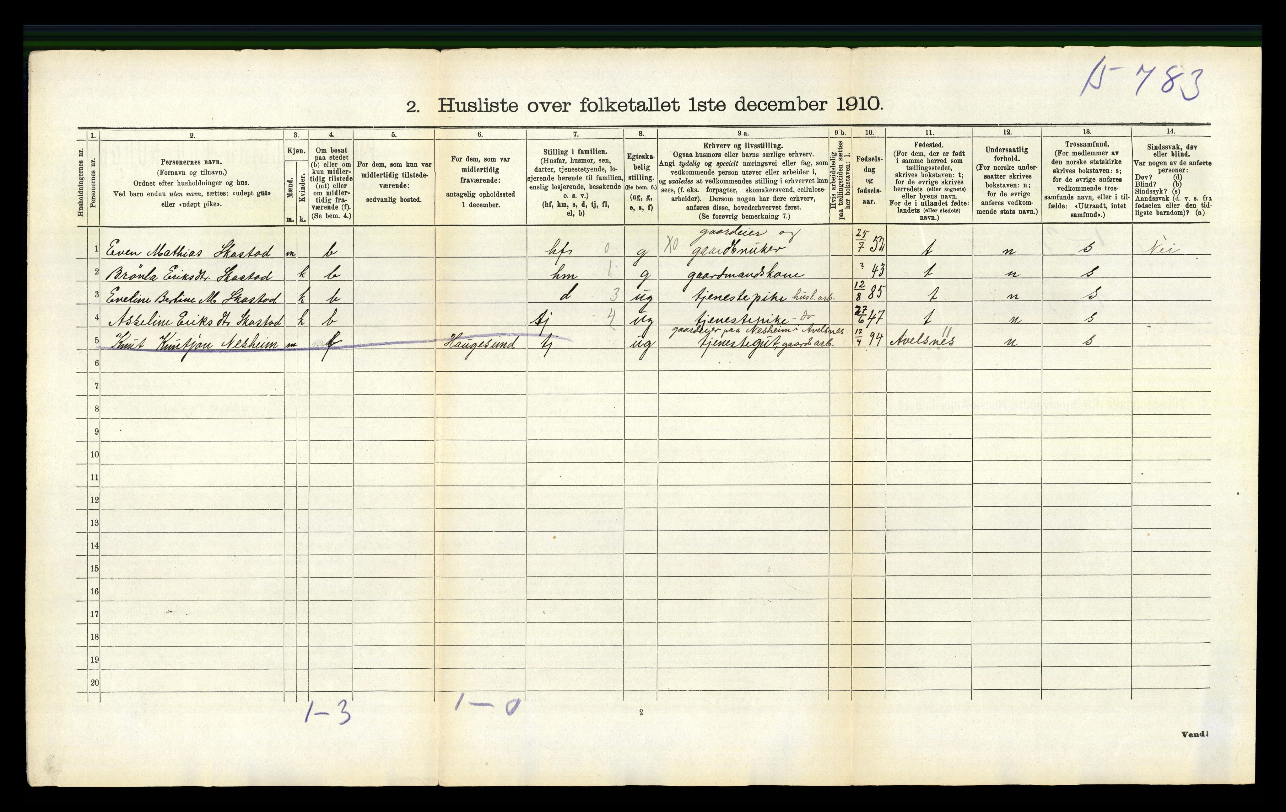 RA, 1910 census for Skåre, 1910, p. 69