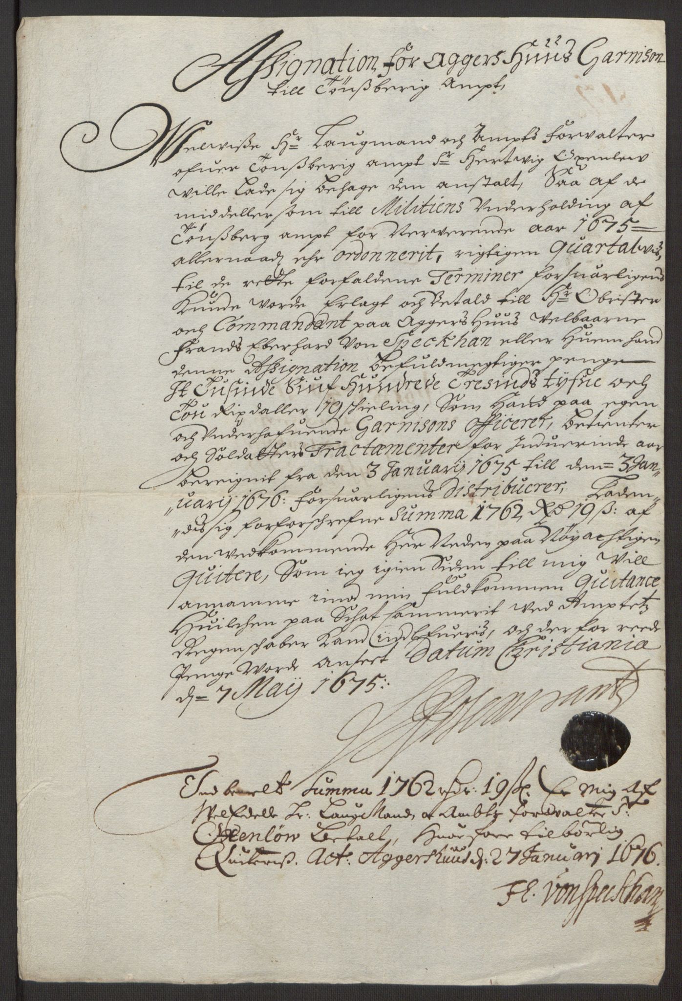 Rentekammeret inntil 1814, Reviderte regnskaper, Fogderegnskap, AV/RA-EA-4092/R32/L1844: Fogderegnskap Jarlsberg grevskap, 1674-1675, p. 40