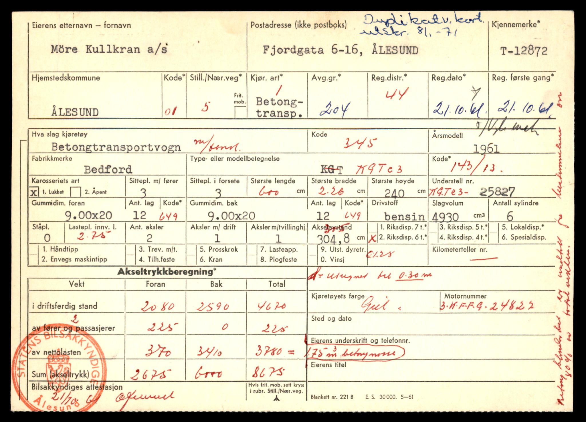 Møre og Romsdal vegkontor - Ålesund trafikkstasjon, AV/SAT-A-4099/F/Fe/L0036: Registreringskort for kjøretøy T 12831 - T 13030, 1927-1998, p. 685