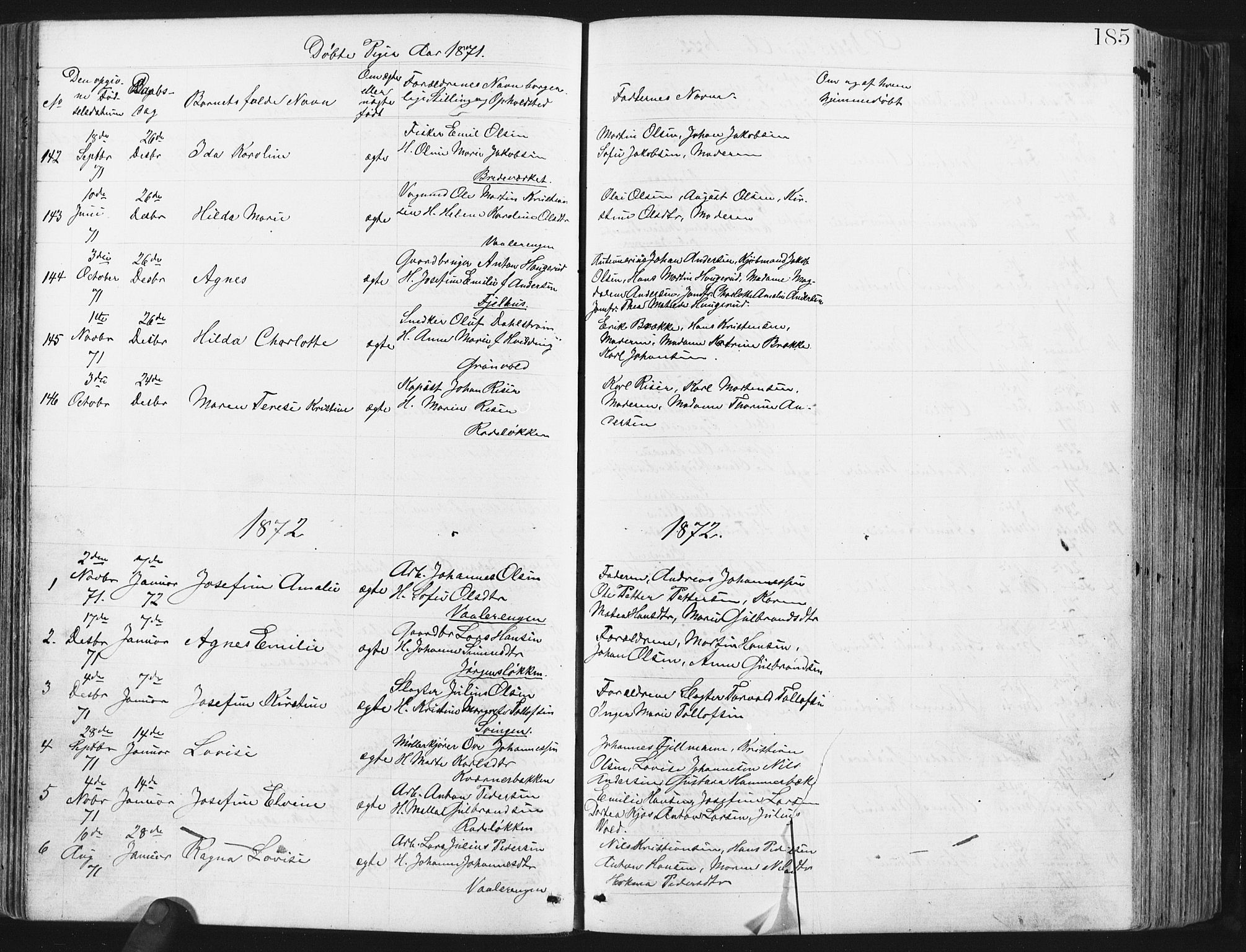 Østre Aker prestekontor Kirkebøker, SAO/A-10840/G/Ga/L0003: Parish register (copy) no. I 3, 1868-1913, p. 185