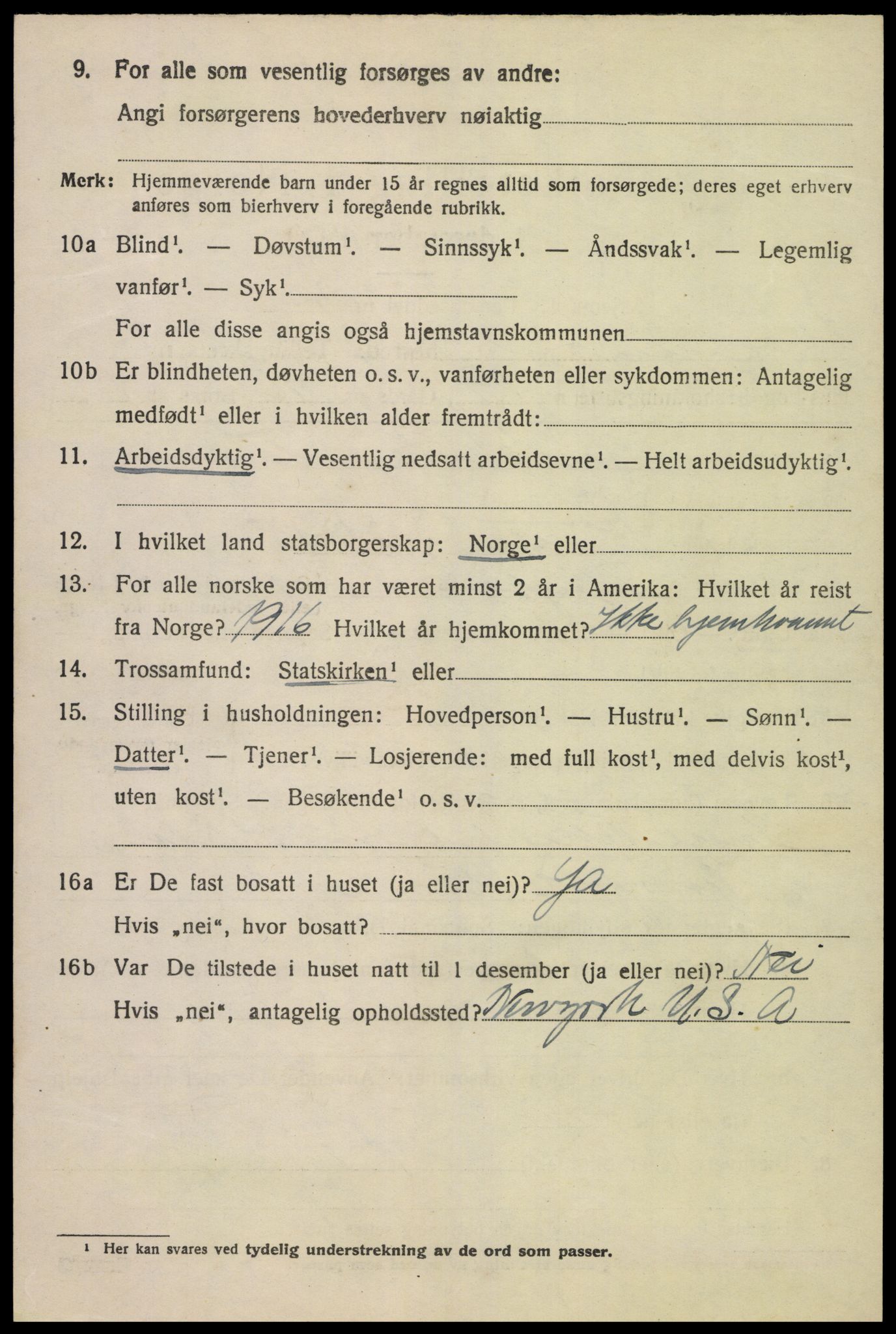 SAK, 1920 census for Lyngdal, 1920, p. 6002