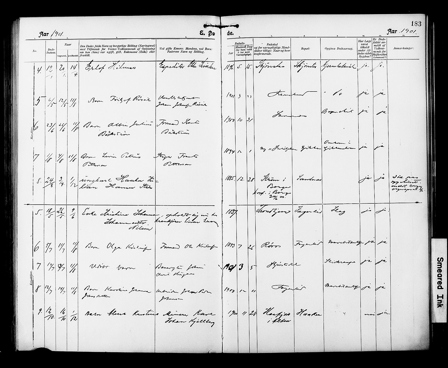 Ministerialprotokoller, klokkerbøker og fødselsregistre - Nordland, AV/SAT-A-1459/850/L0709: Parish register (official) no. 850A01, 1899-1909, p. 183