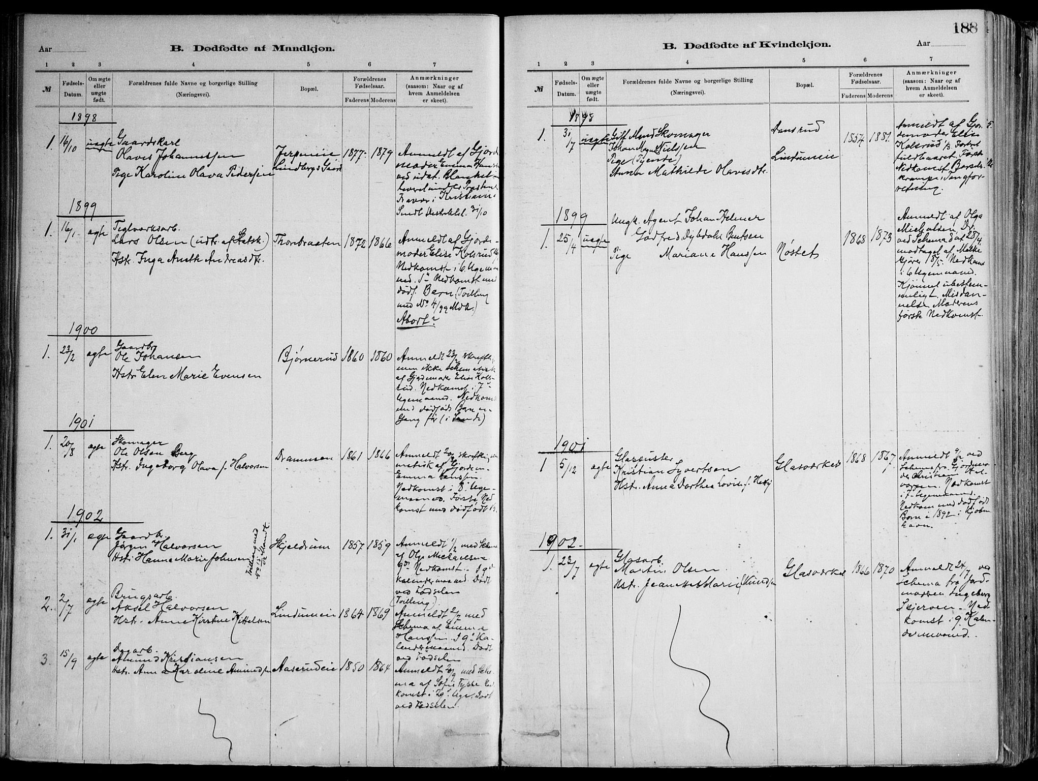 Skoger kirkebøker, SAKO/A-59/F/Fa/L0006: Parish register (official) no. I 6, 1885-1910, p. 188