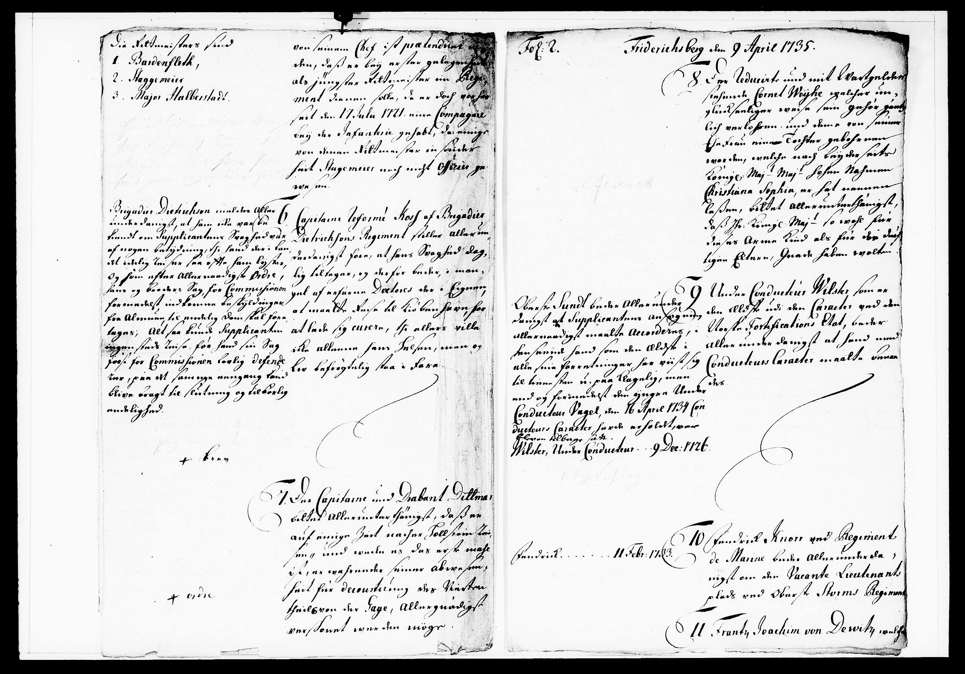 Krigskollegiet, Krigskancelliet, DRA/A-0006/-/1122-1129: Refererede sager, 1735, p. 159