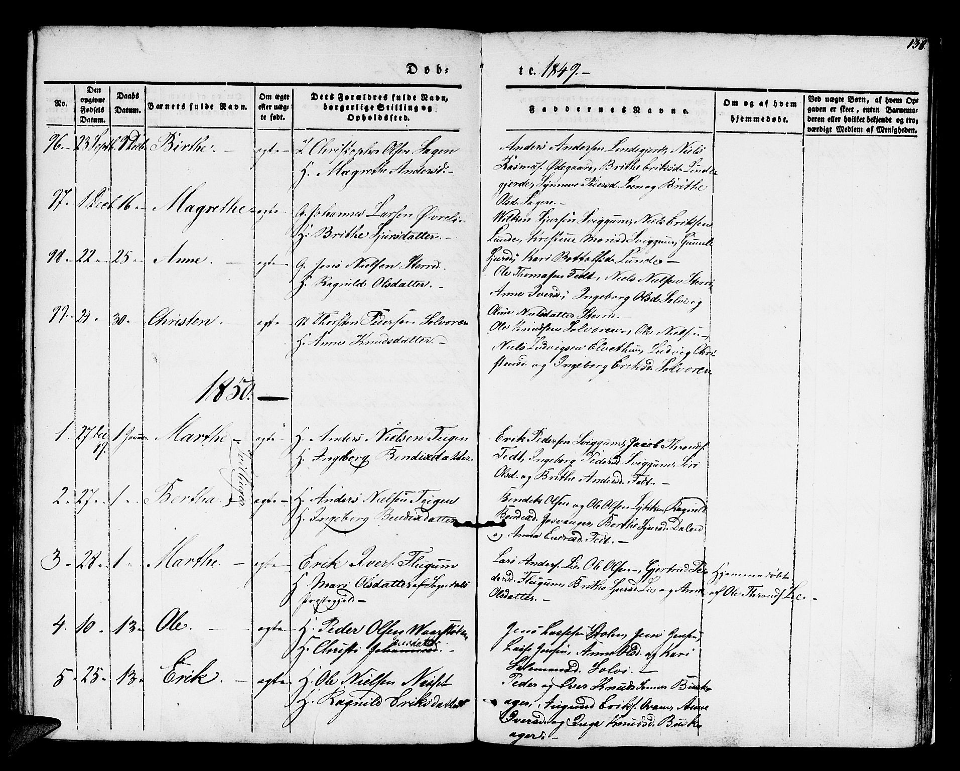 Hafslo sokneprestembete, AV/SAB-A-80301/H/Haa/Haaa/L0005: Parish register (official) no. A 5, 1834-1852, p. 138