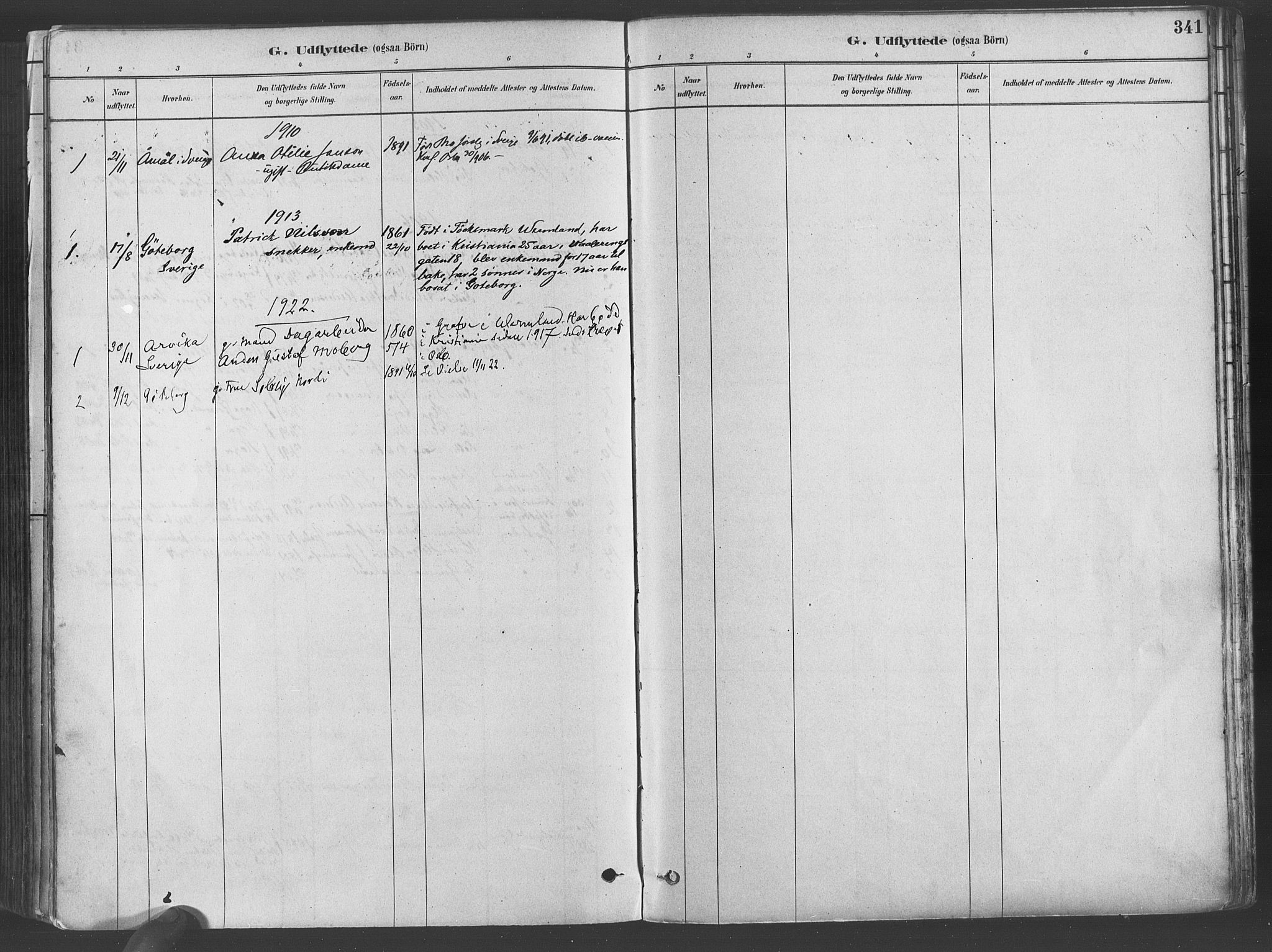 Gamlebyen prestekontor Kirkebøker, SAO/A-10884/F/Fa/L0006: Parish register (official) no. 6, 1881-1890, p. 341