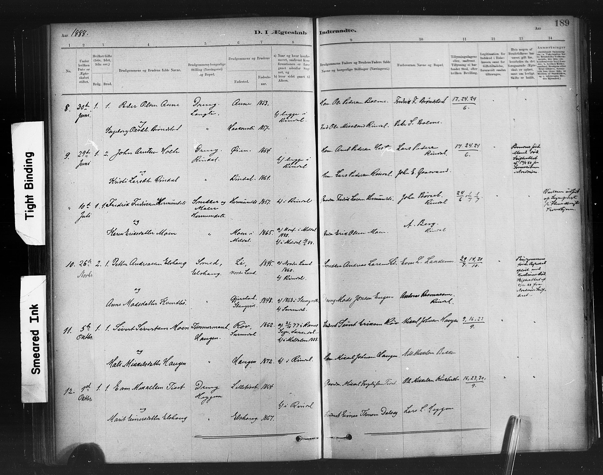 Ministerialprotokoller, klokkerbøker og fødselsregistre - Møre og Romsdal, AV/SAT-A-1454/598/L1069: Parish register (official) no. 598A03, 1882-1895, p. 189
