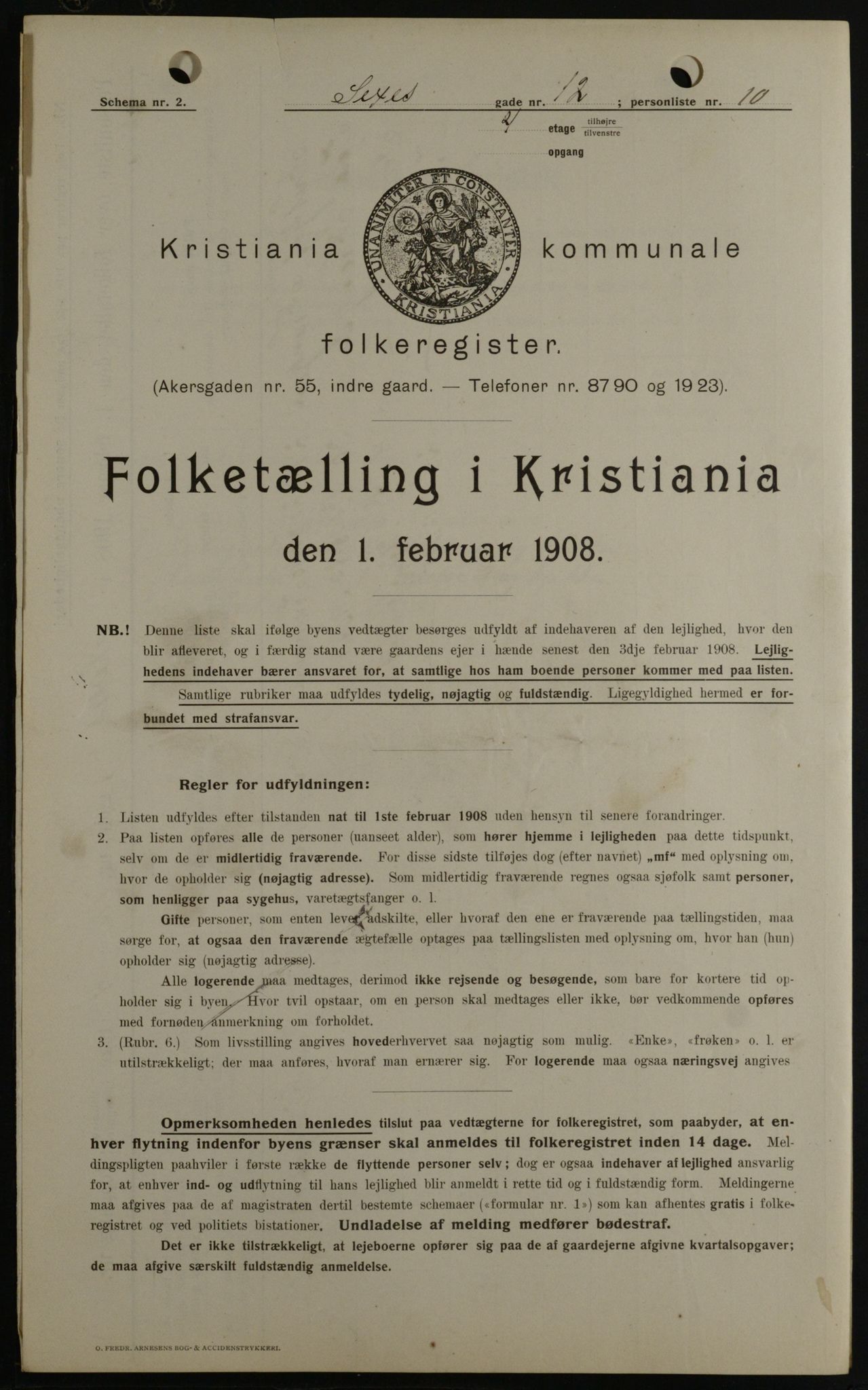 OBA, Municipal Census 1908 for Kristiania, 1908, p. 85306