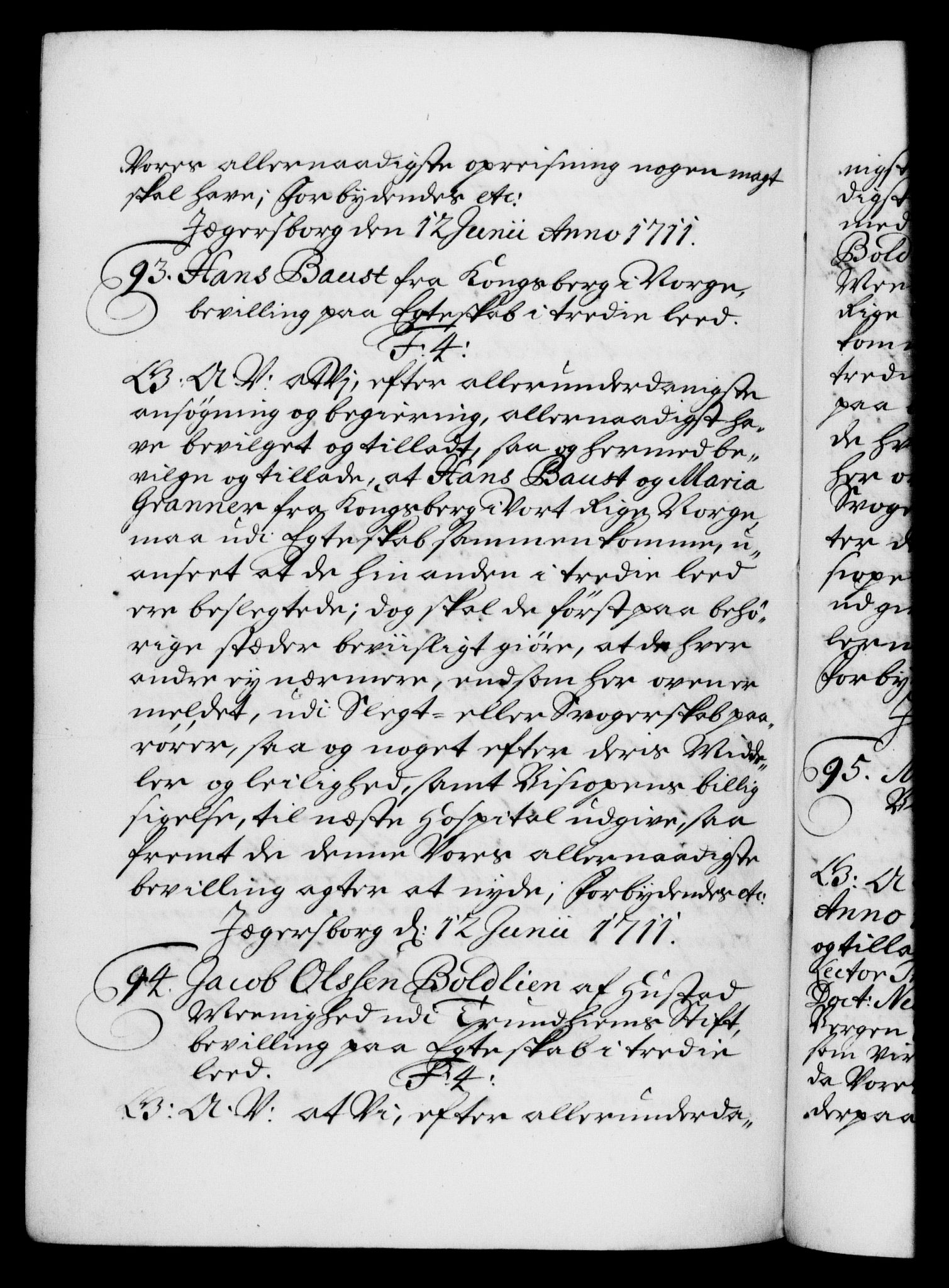 Danske Kanselli 1572-1799, RA/EA-3023/F/Fc/Fca/Fcaa/L0020: Norske registre, 1708-1711, p. 527b