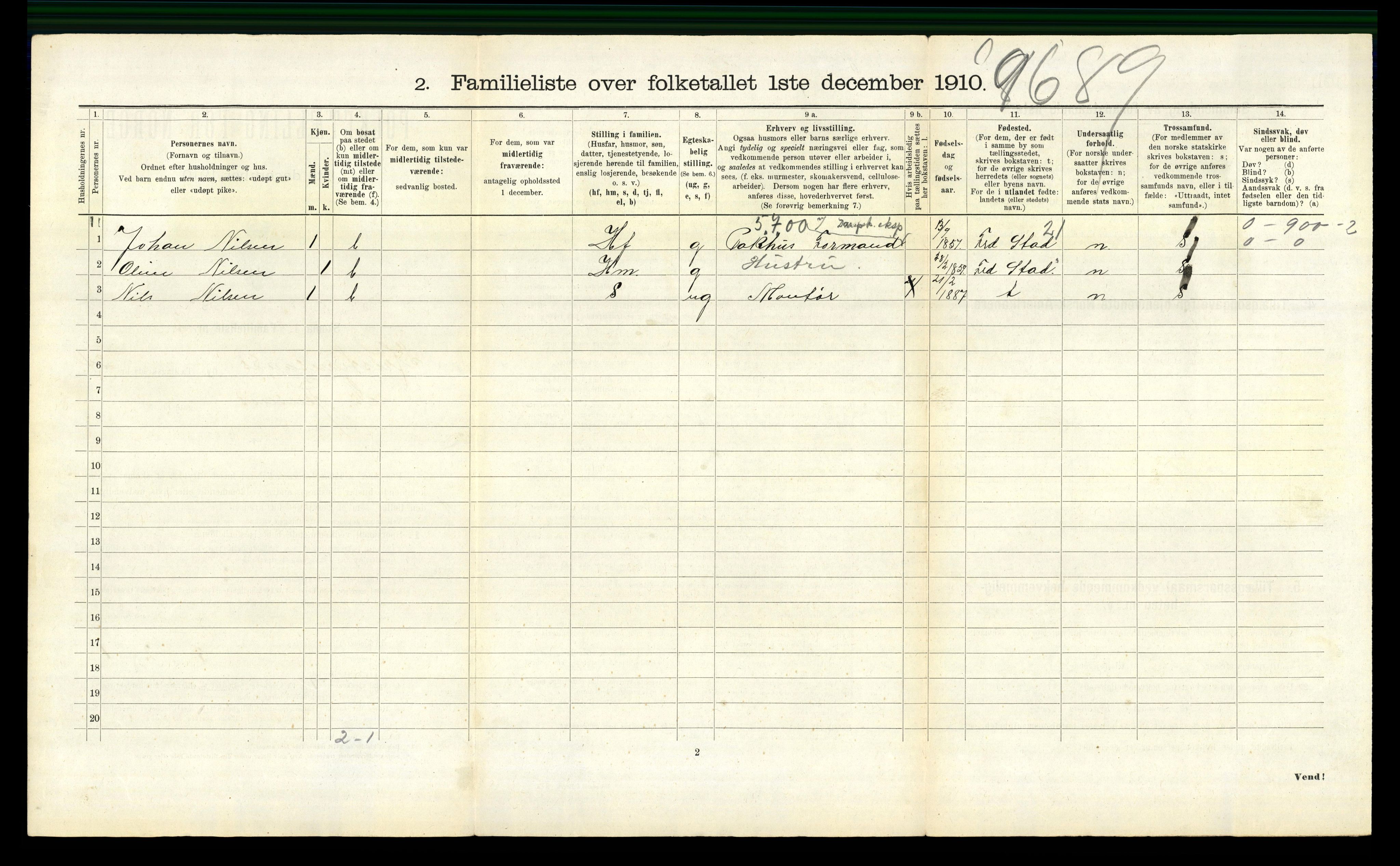 RA, 1910 census for Kristiansand, 1910, p. 6437